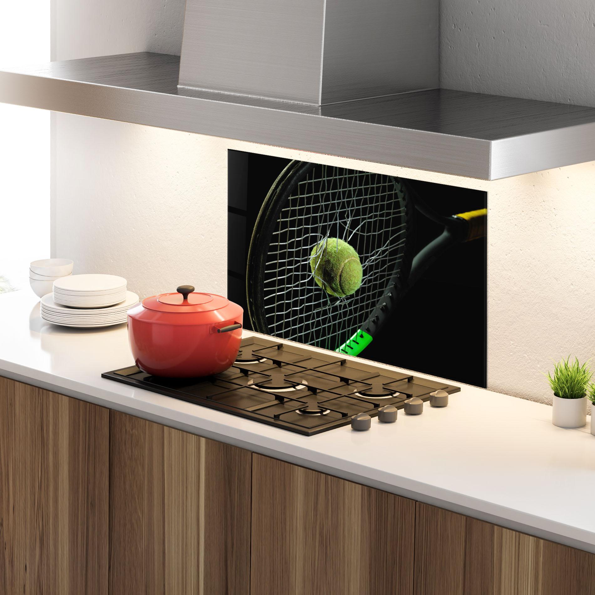 Konyhai üveg hátfal Tennis Equipment mockup 4