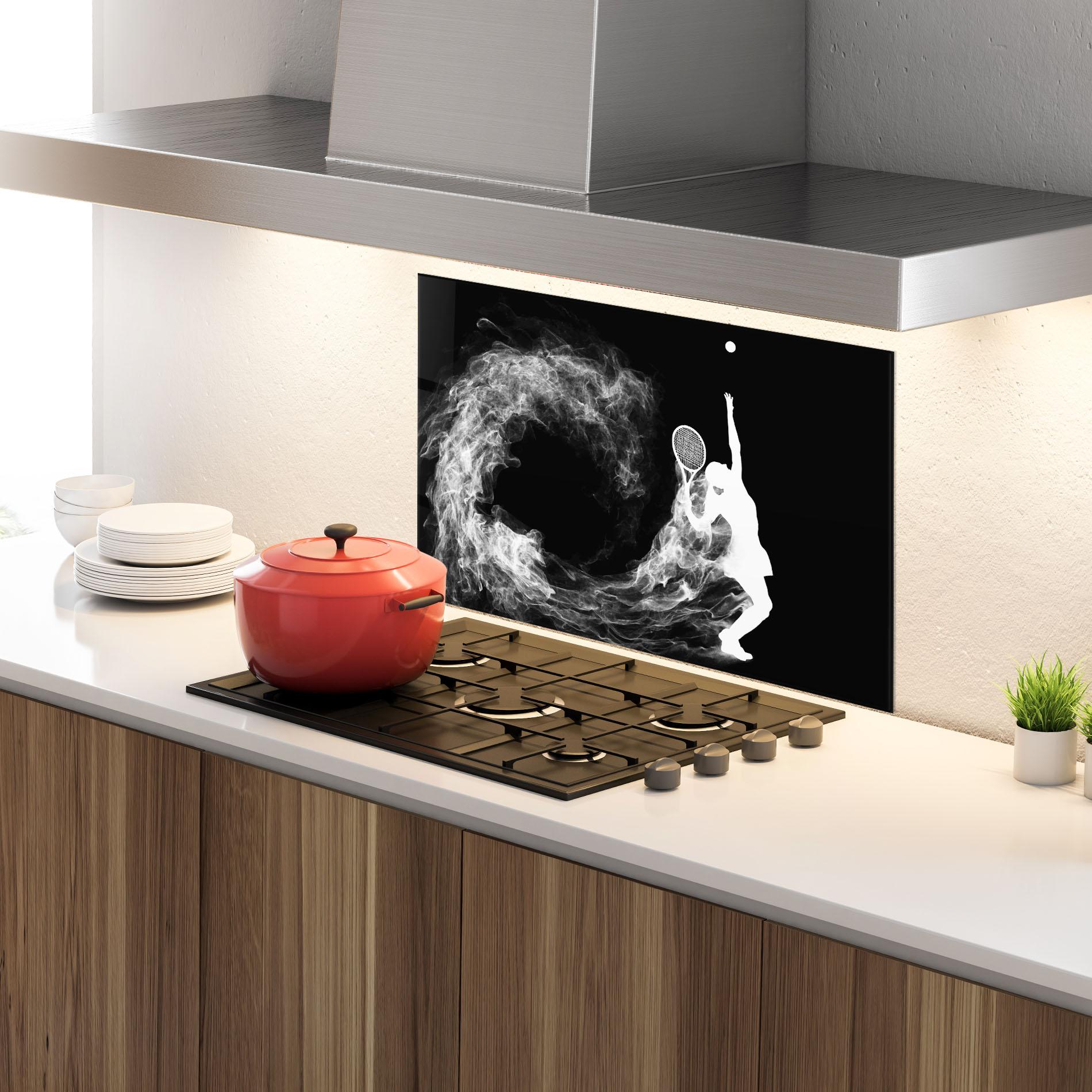 Konyhai üveg hátfal White Tennis Smoke mockup 4