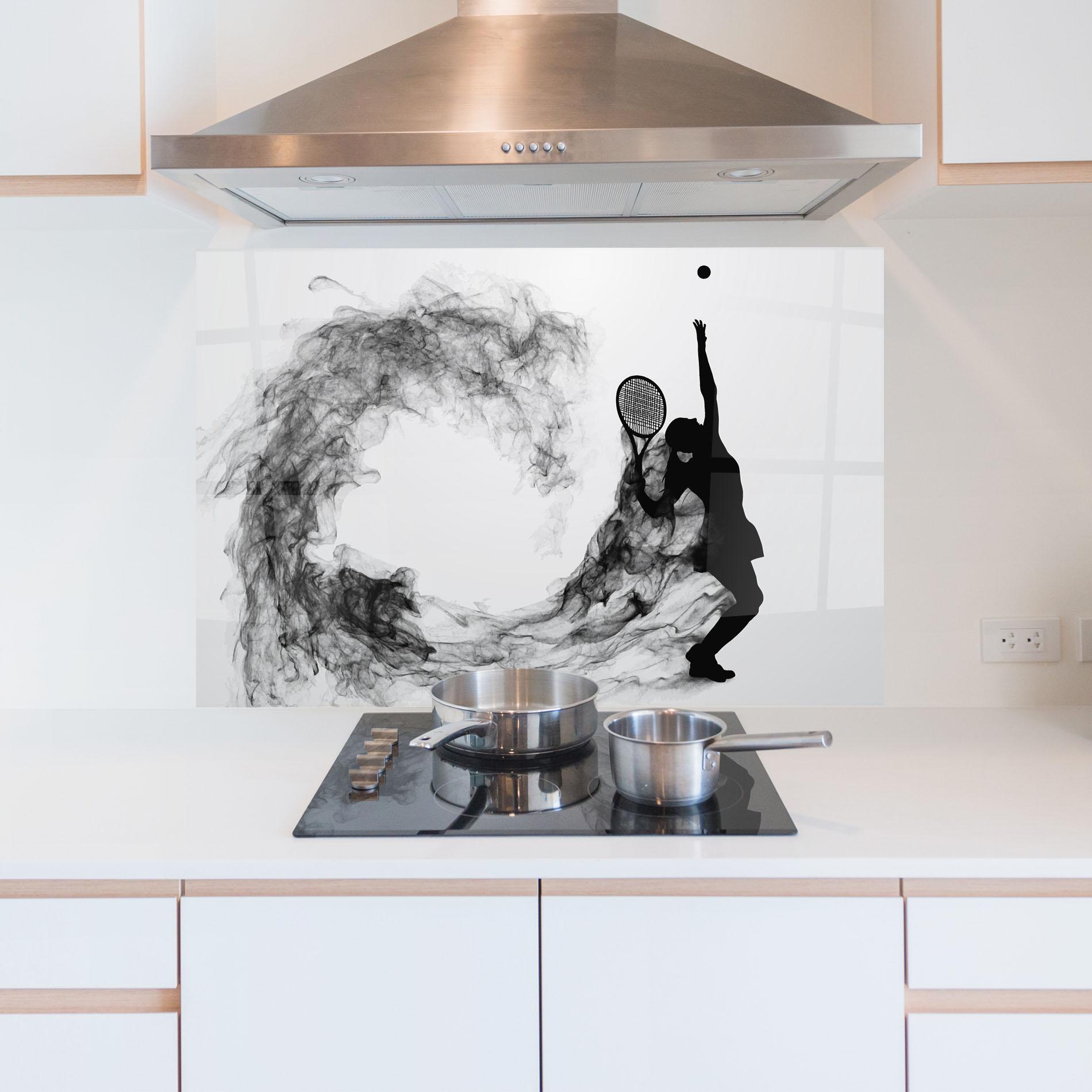Konyhai üveg hátfal Black Tennis Smoke mockup 5