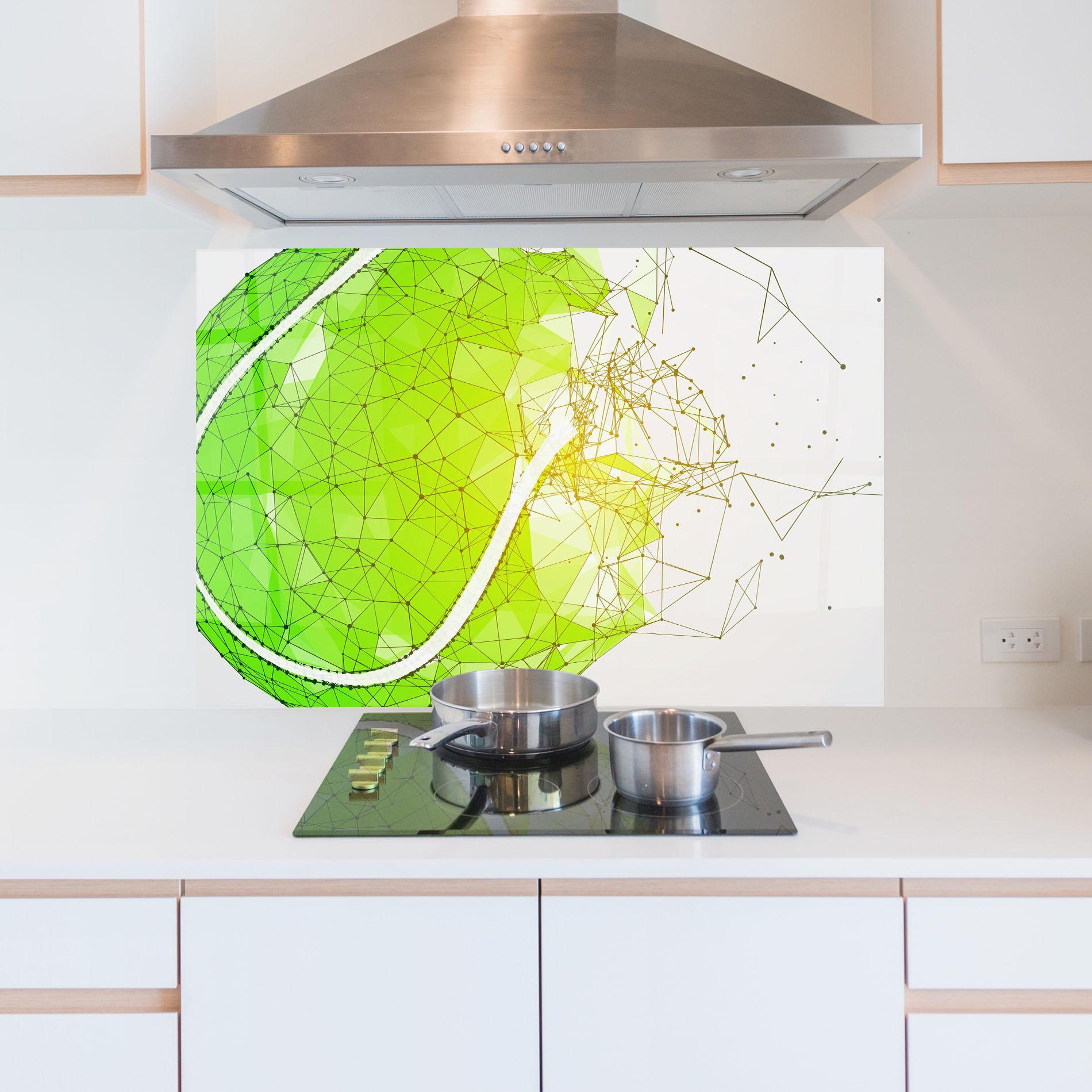 Konyhai üveg hátfal Green Line Tennis mockup 5