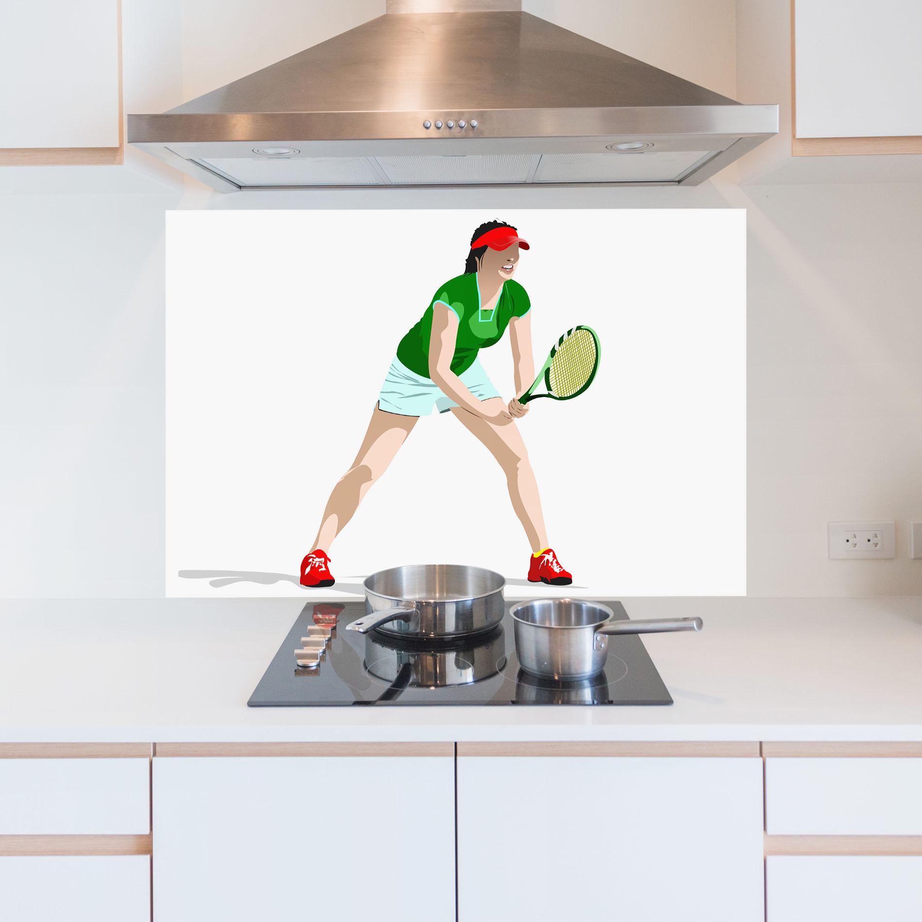 Konyhai üveg hátfal Green Tennis Racket mockup 5