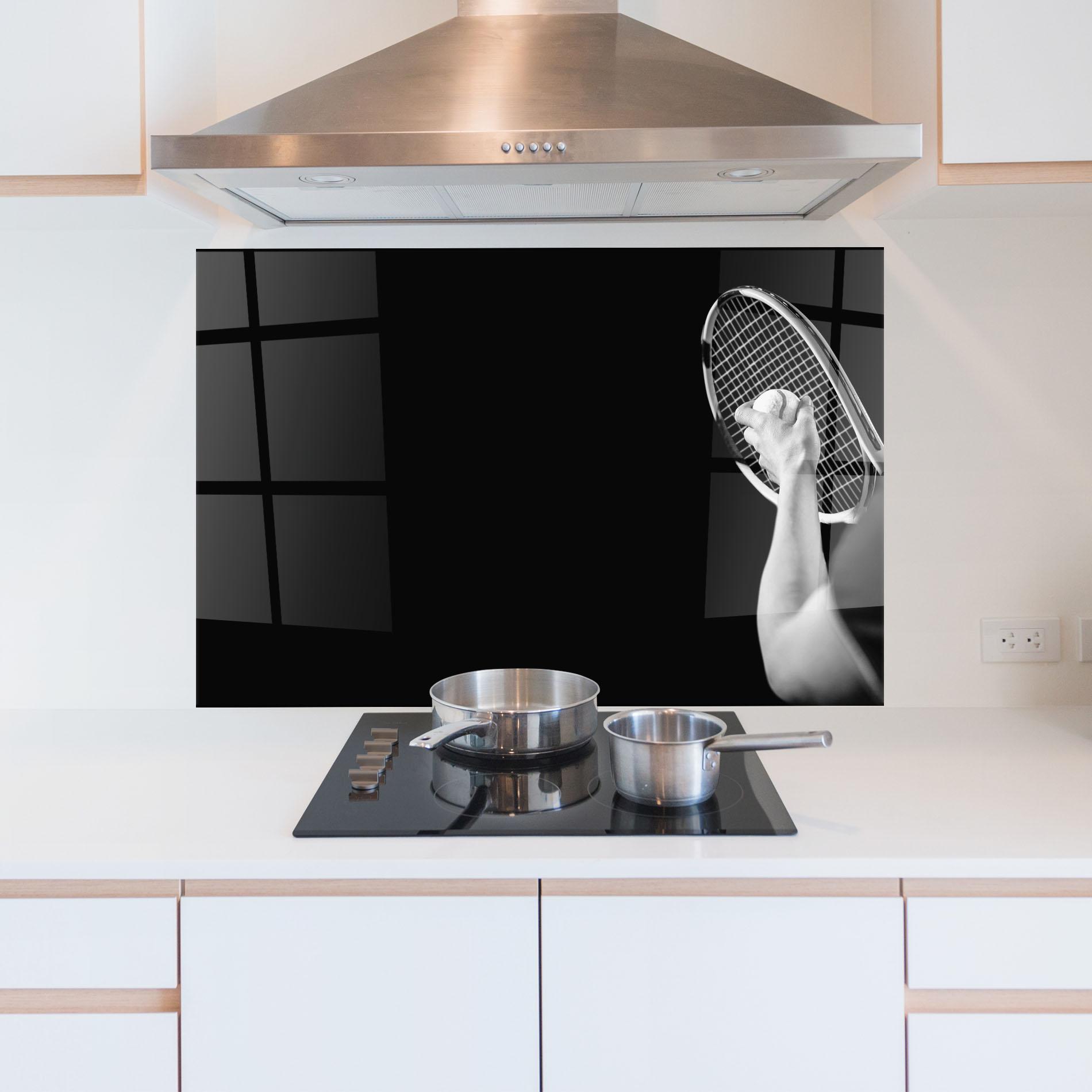 Konyhai üveg hátfal Grey Tennis Racket mockup 5