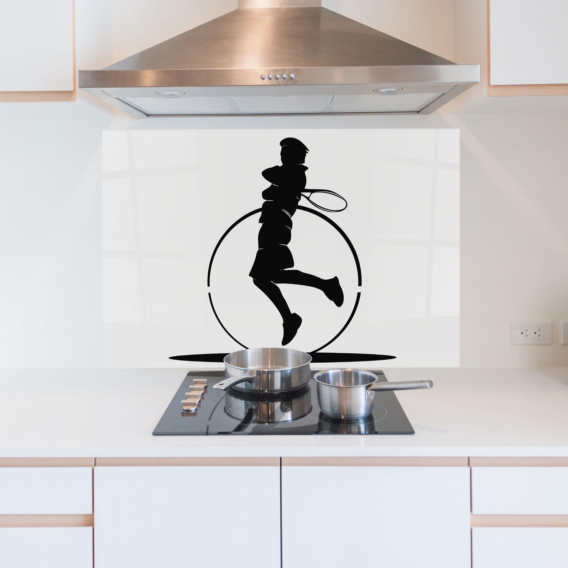 Konyhai üveg hátfal Tennis Circle Black mockup 5