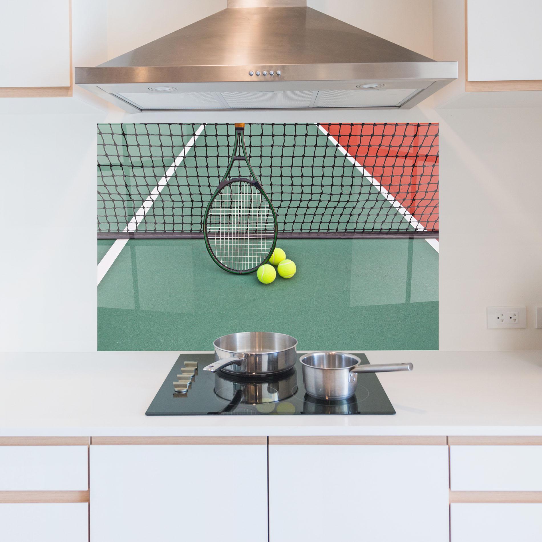 Konyhai üveg hátfal Tennis Field mockup 5