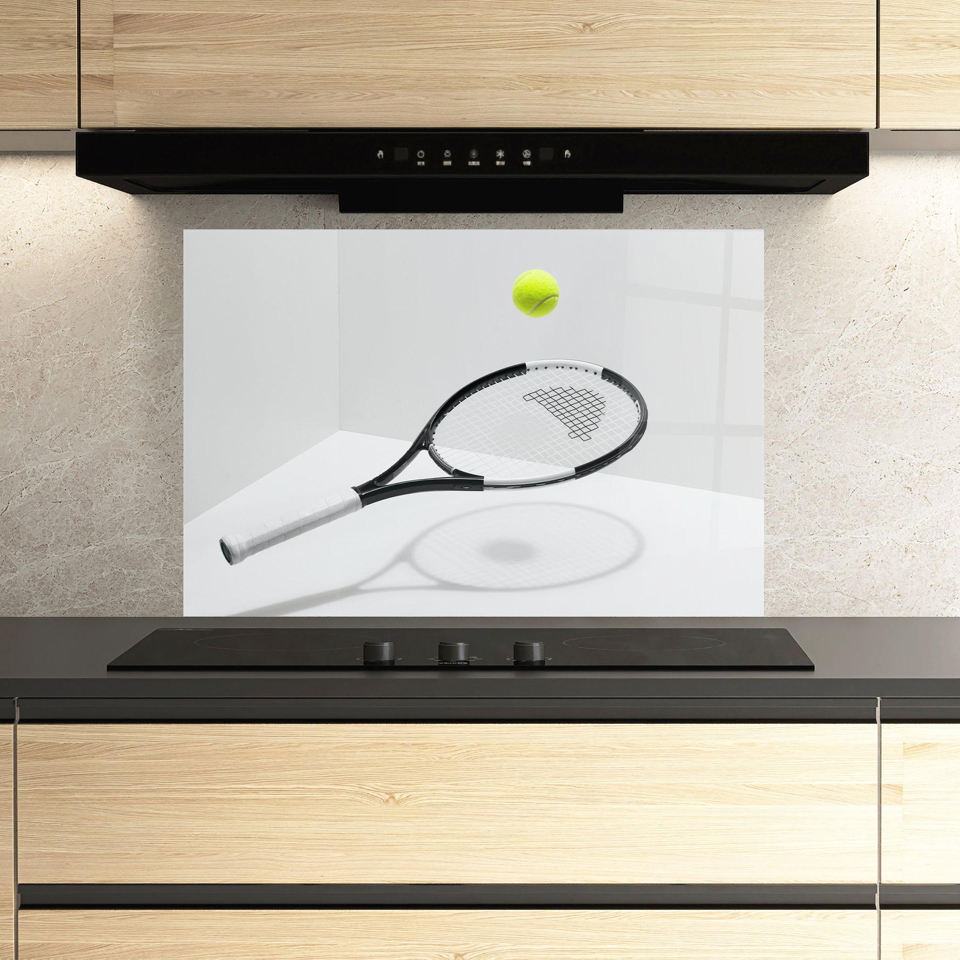 Konyhai üveg hátfal Floating Tennis Racket mockup 3