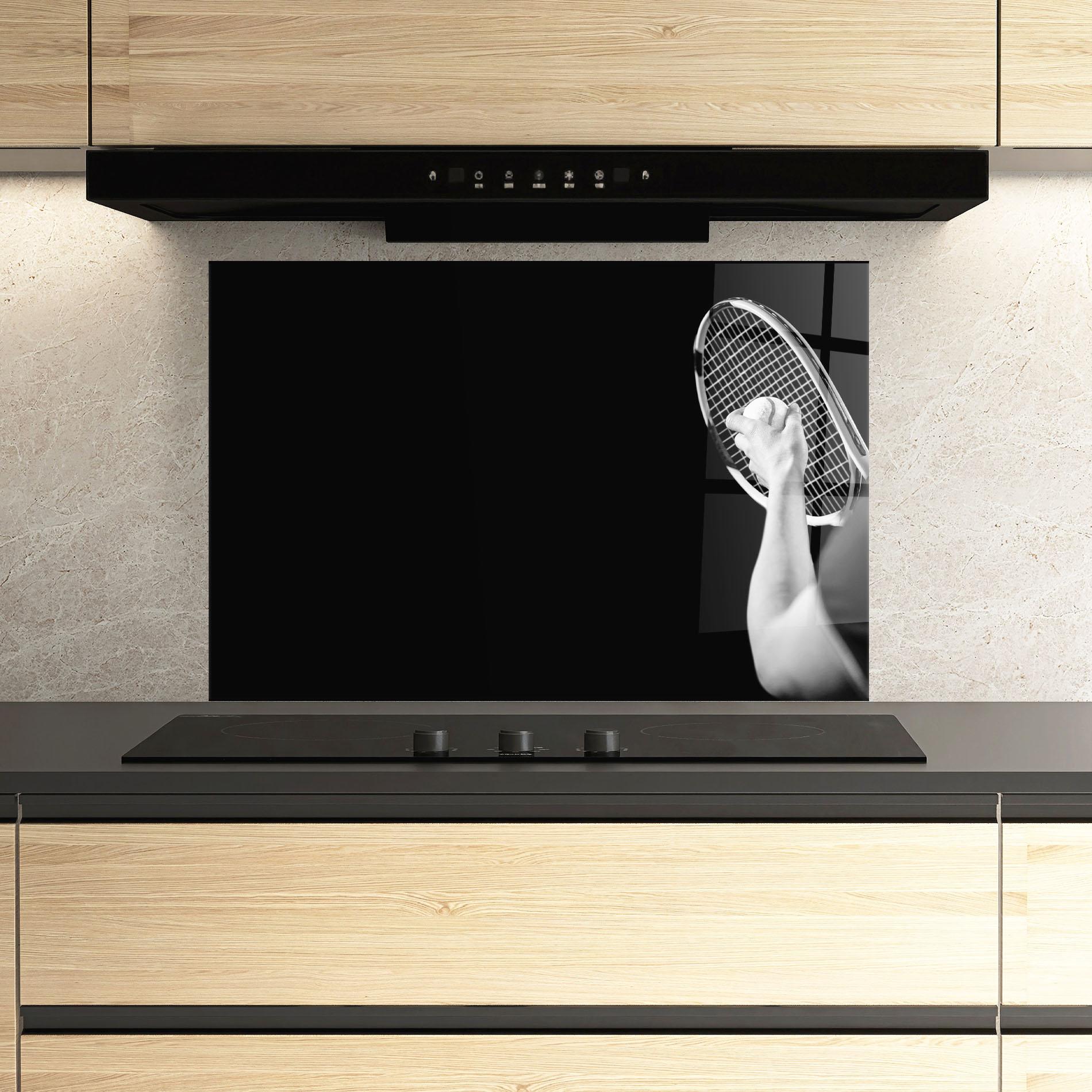 Konyhai üveg hátfal Grey Tennis Racket mockup 3