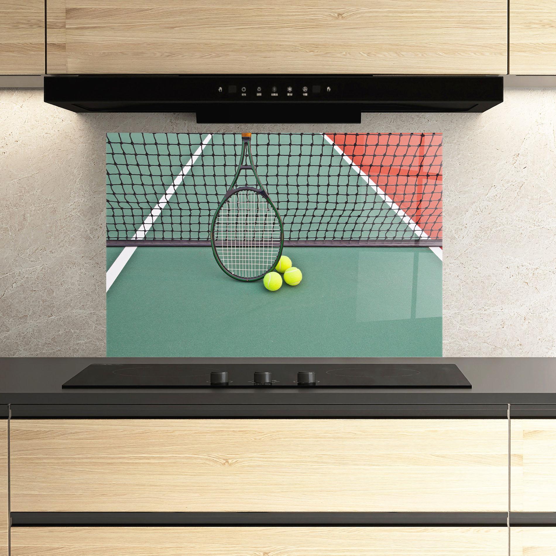 Konyhai üveg hátfal Tennis Field mockup 3