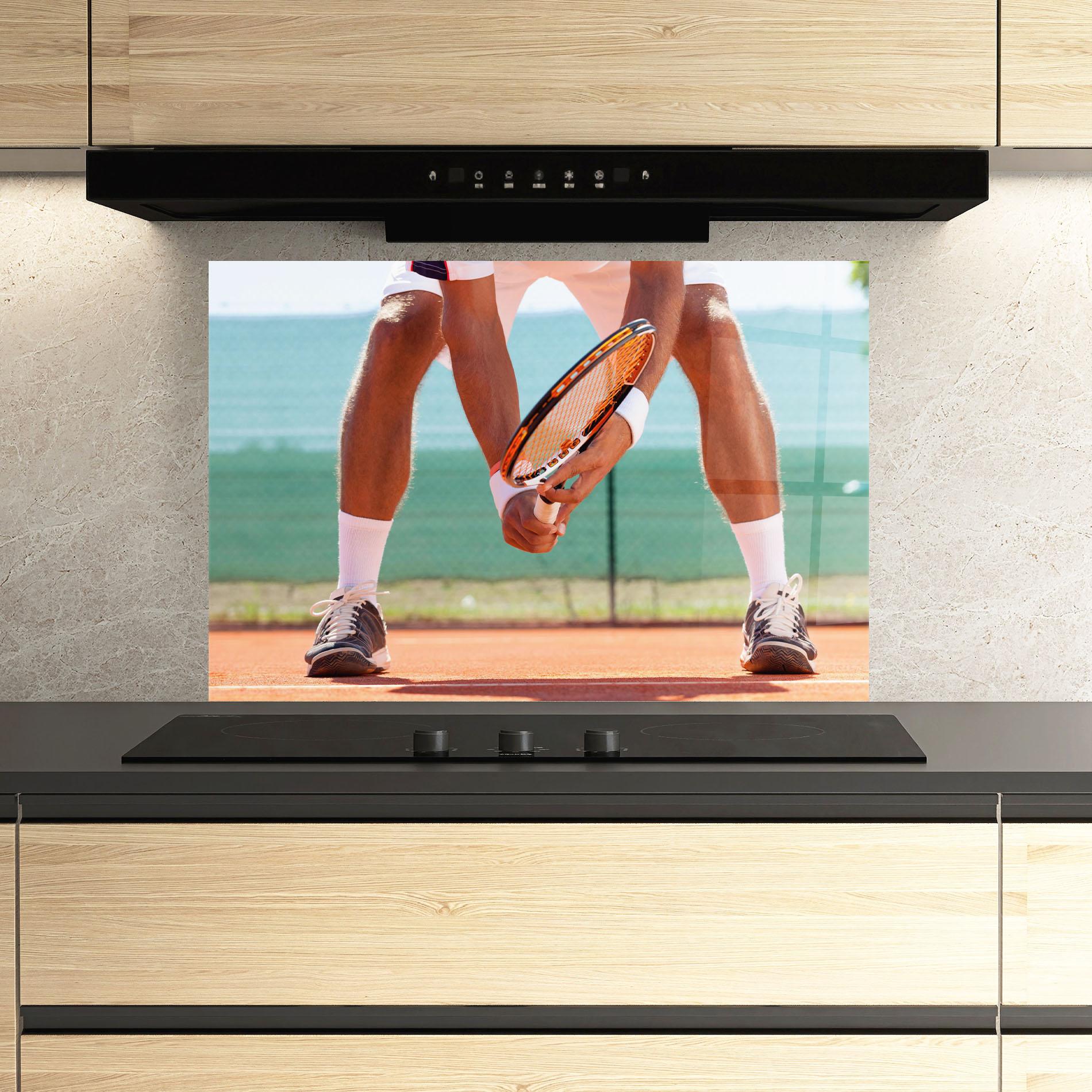 Konyhai üveg hátfal Tennis Player In Action mockup 3