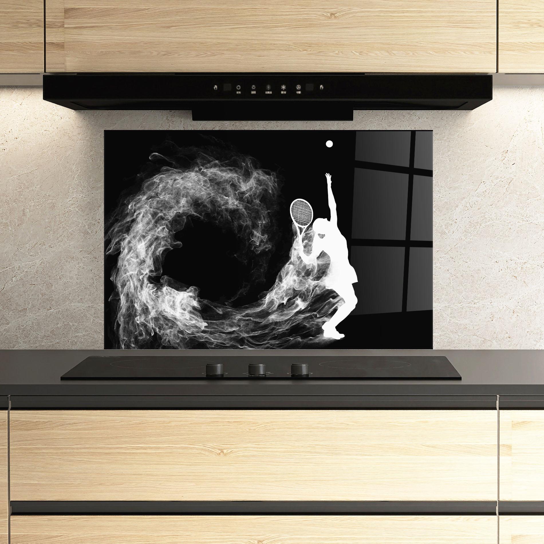 Konyhai üveg hátfal White Tennis Smoke mockup 3