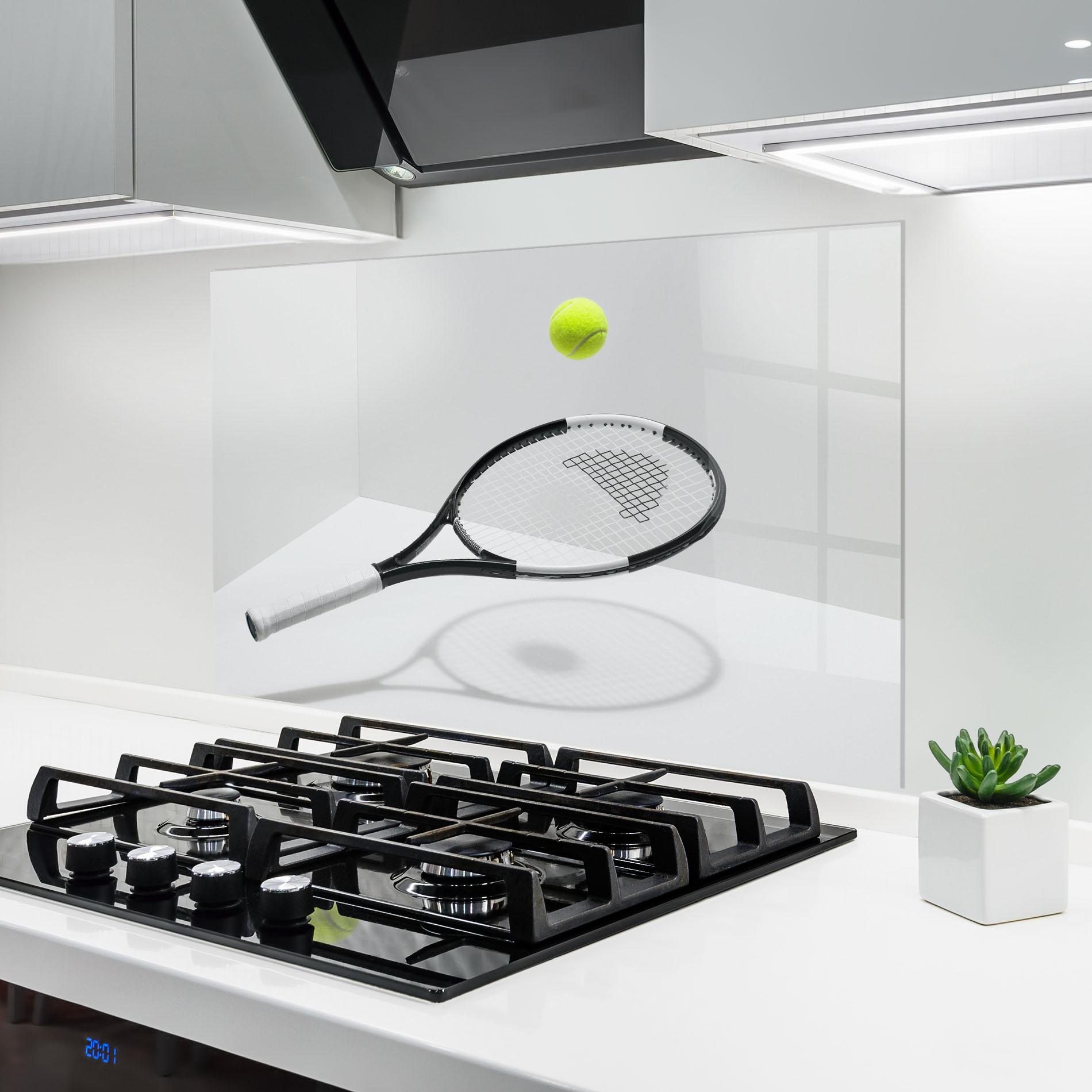 Konyhai üveg hátfal Floating Tennis Racket mockup 6