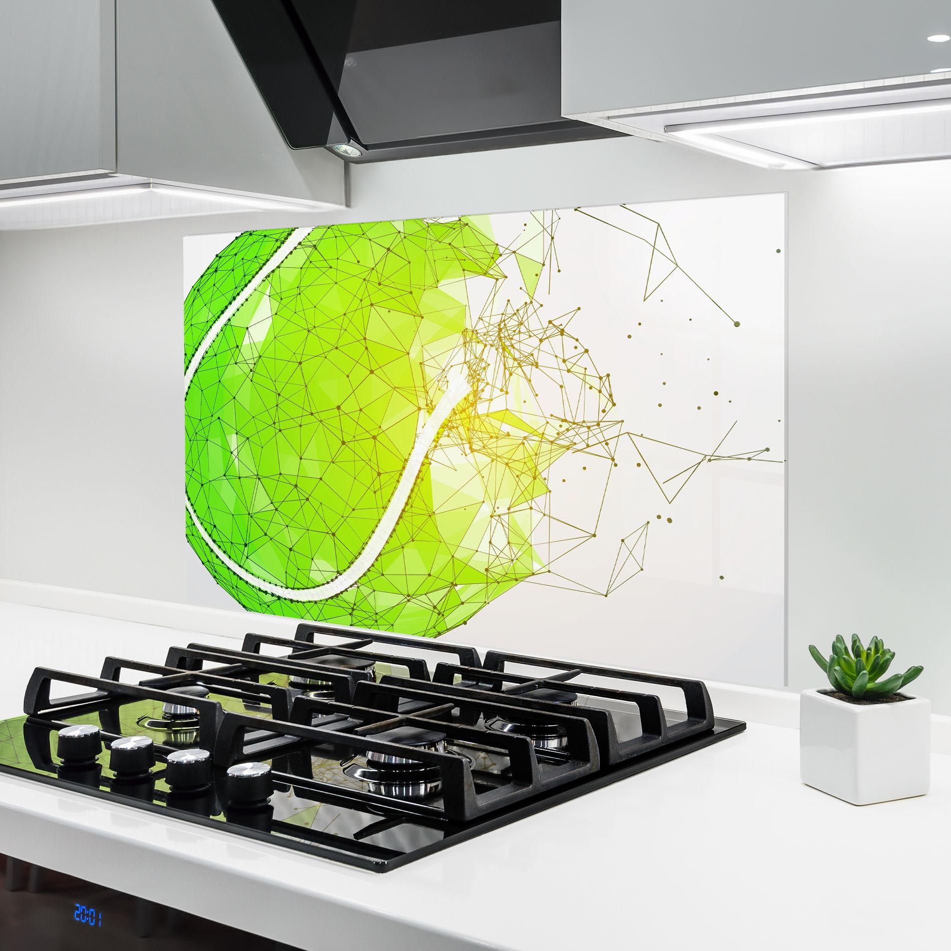 Konyhai üveg hátfal Green Line Tennis mockup 6