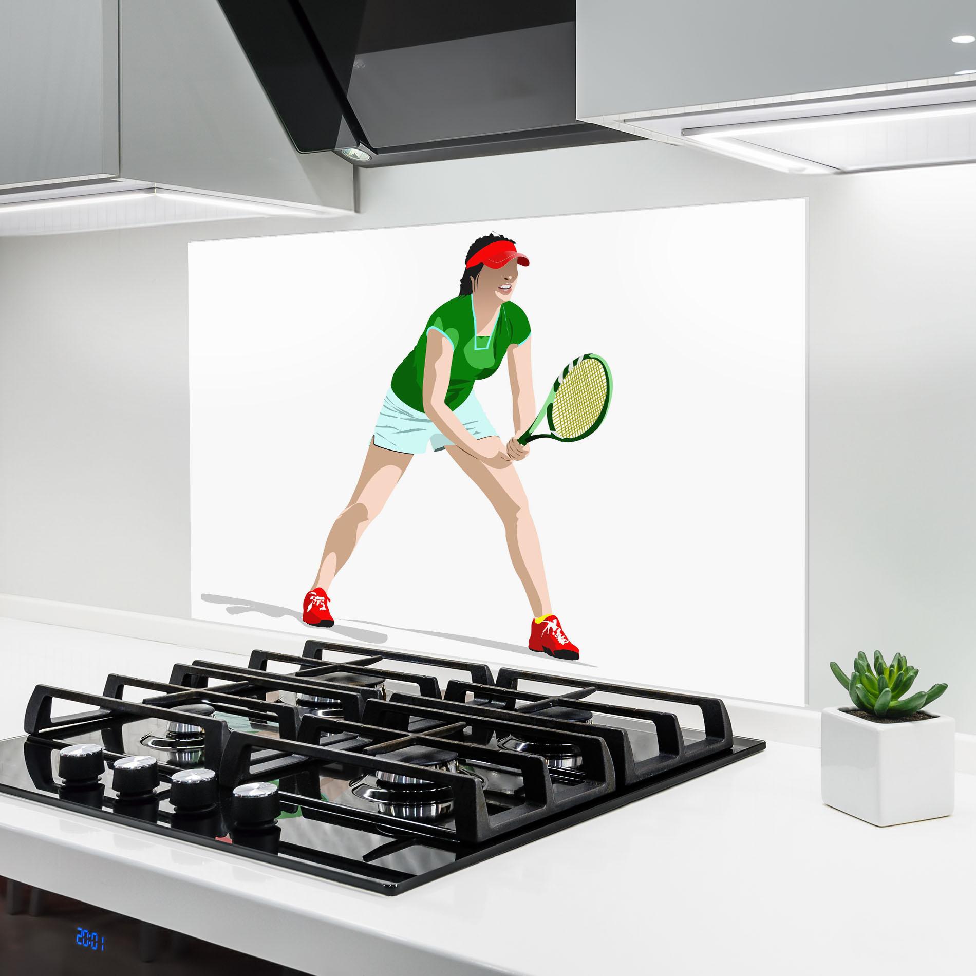 Konyhai üveg hátfal Green Tennis Racket mockup 6