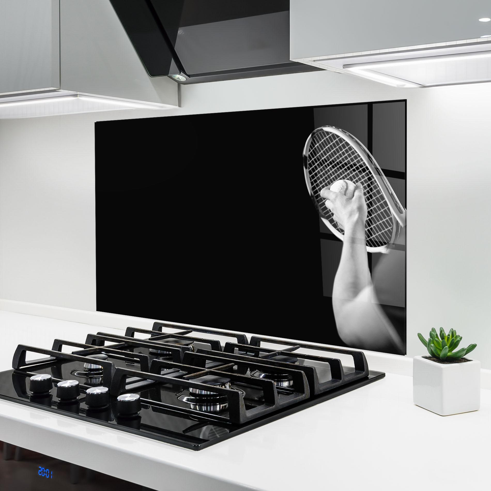 Konyhai üveg hátfal Grey Tennis Racket mockup 6