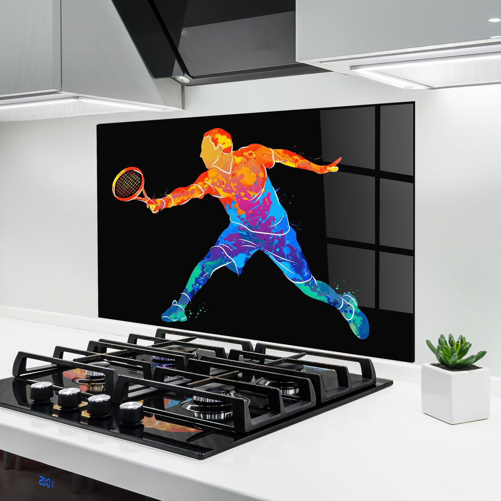 Konyhai üveg hátfal Tennis Orange Blue mockup 6