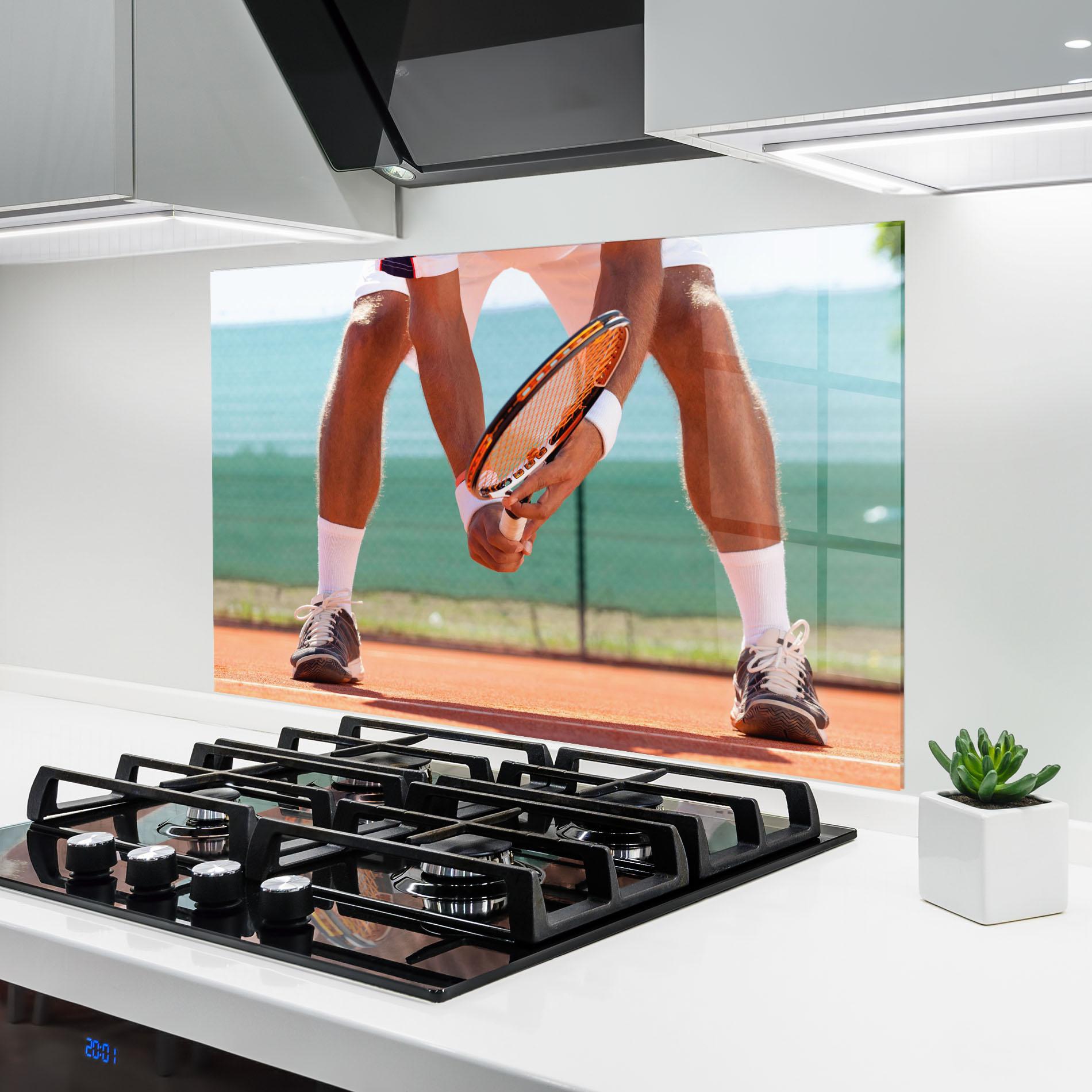 Konyhai üveg hátfal Tennis Player In Action mockup 6