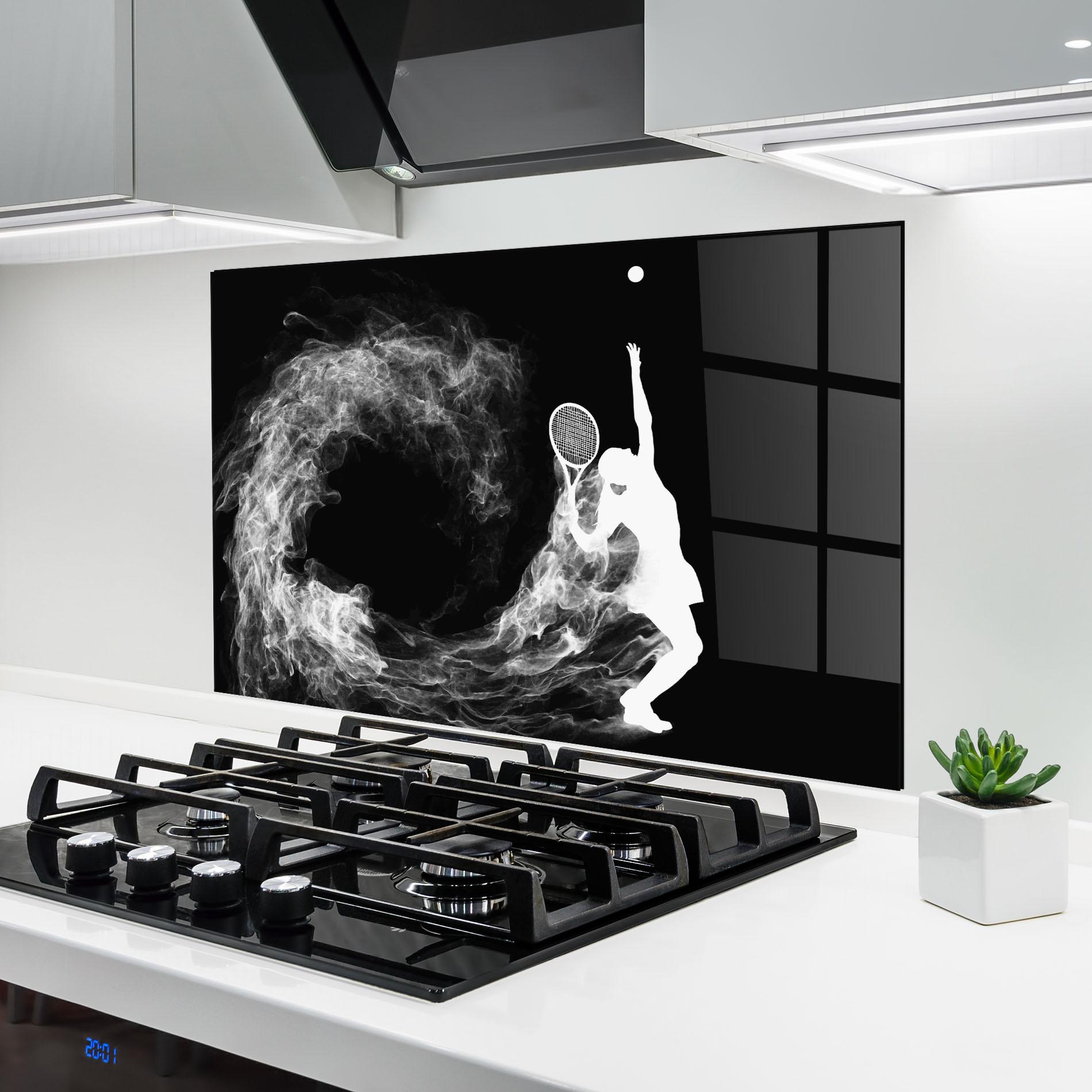 Konyhai üveg hátfal White Tennis Smoke mockup 6