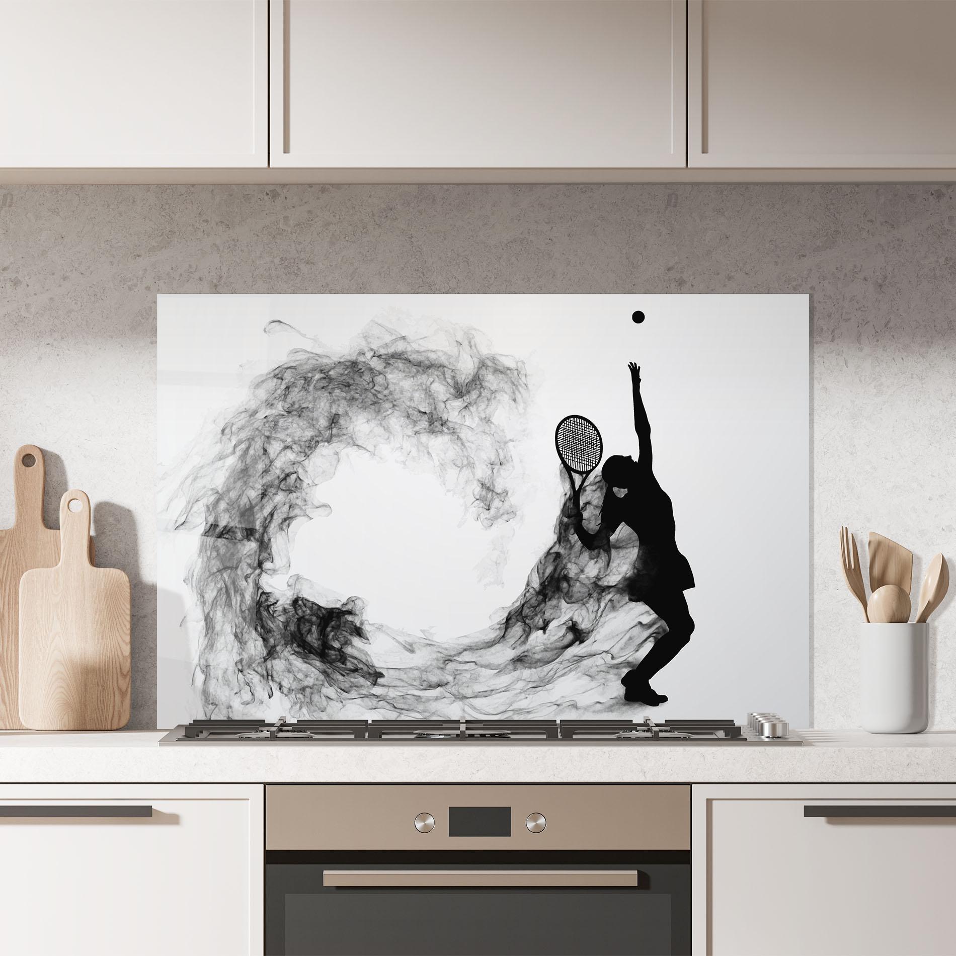 Konyhai üveg hátfal Black Tennis Smoke mockup 7