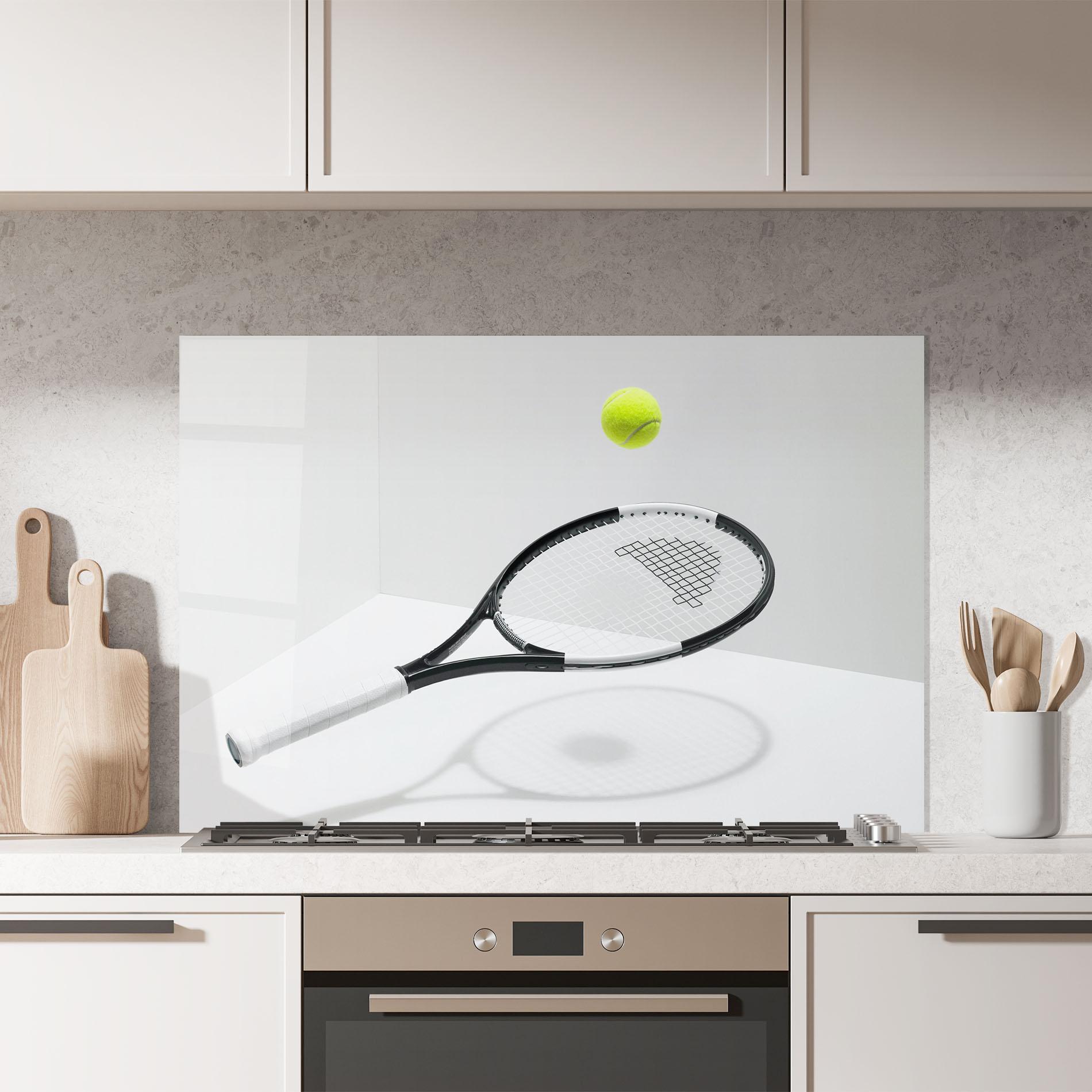 Konyhai üveg hátfal Floating Tennis Racket mockup 7