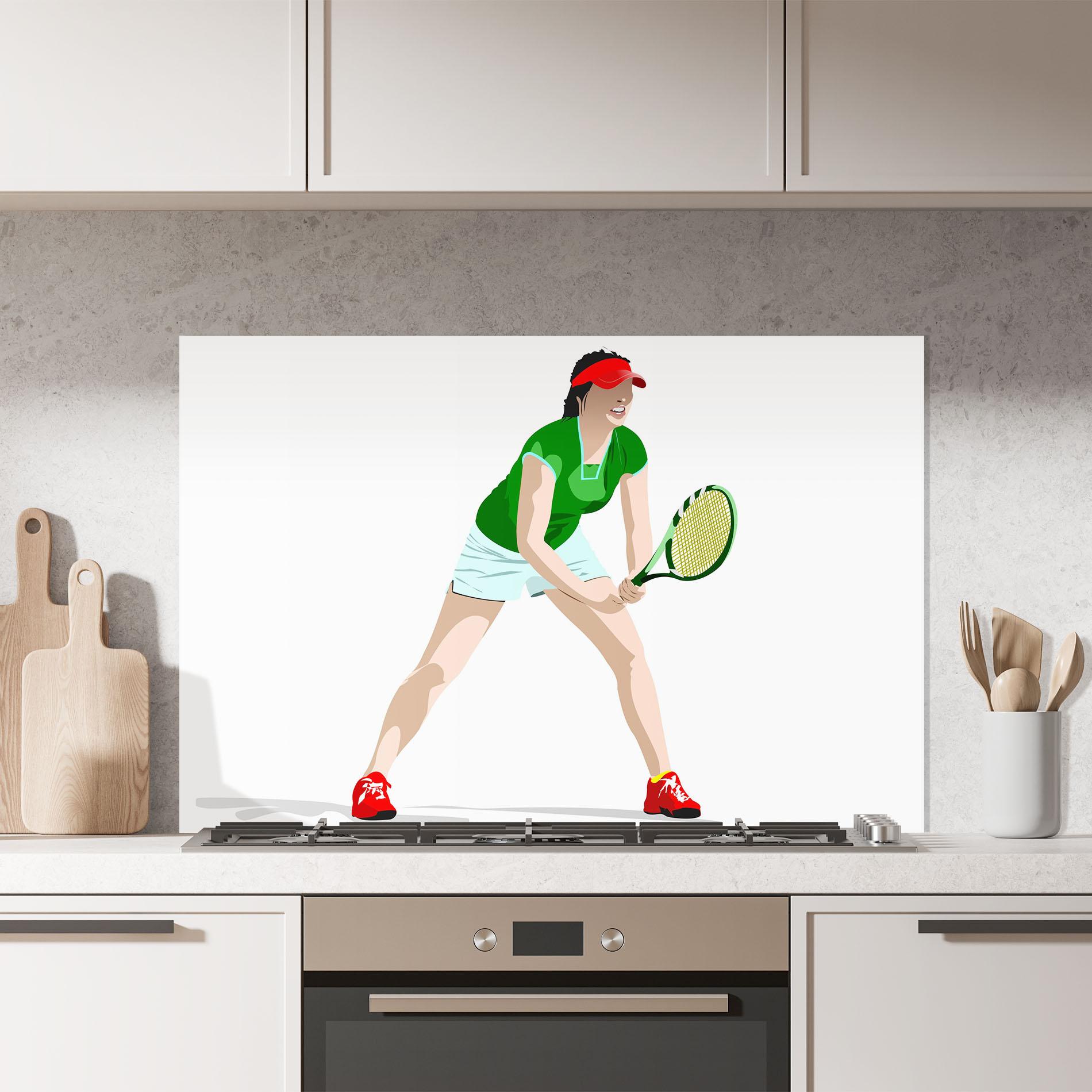 Konyhai üveg hátfal Green Tennis Racket mockup 7