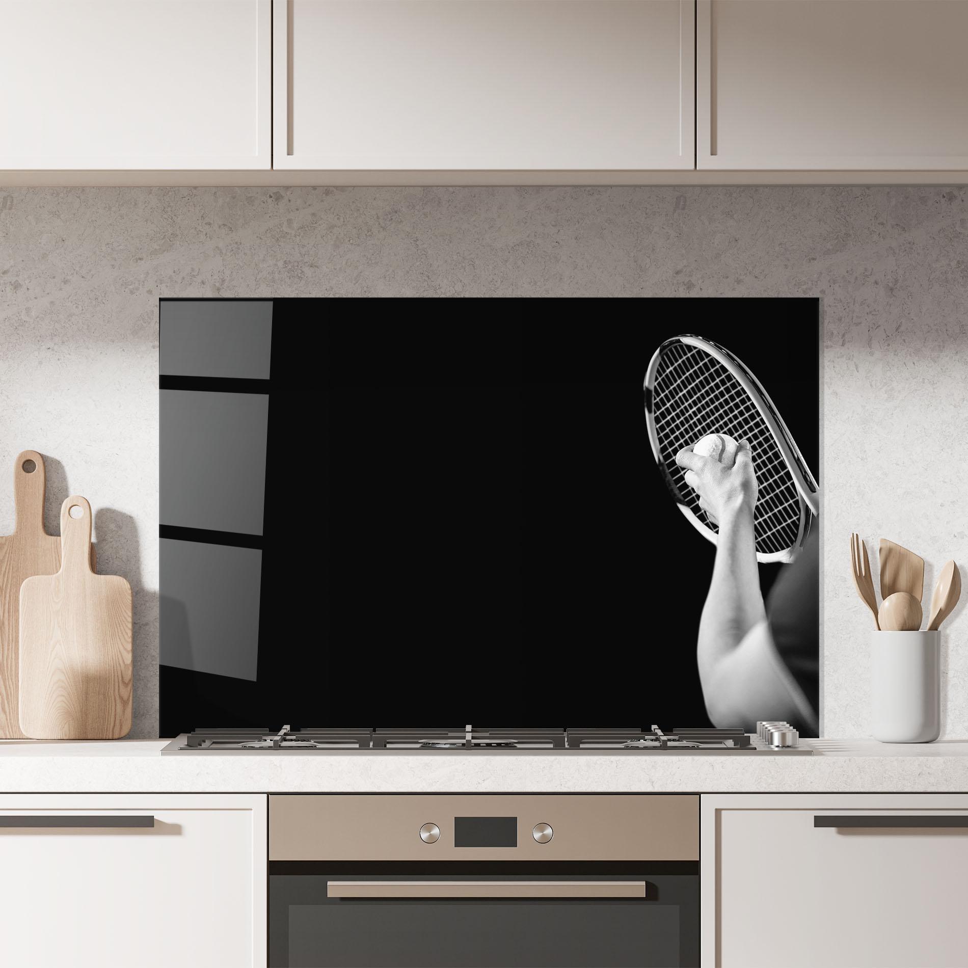 Konyhai üveg hátfal Grey Tennis Racket mockup 7