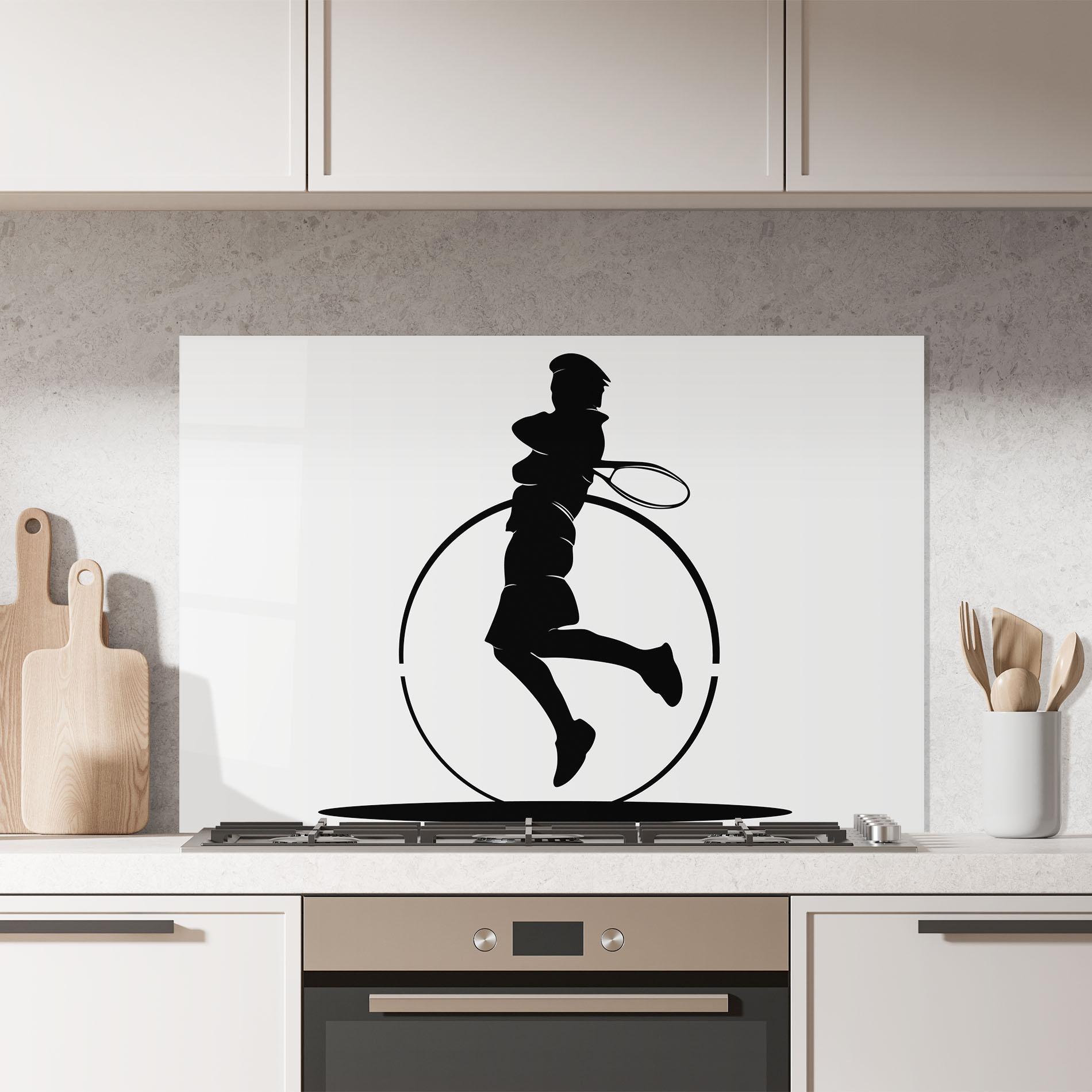 Konyhai üveg hátfal Tennis Circle Black mockup 7