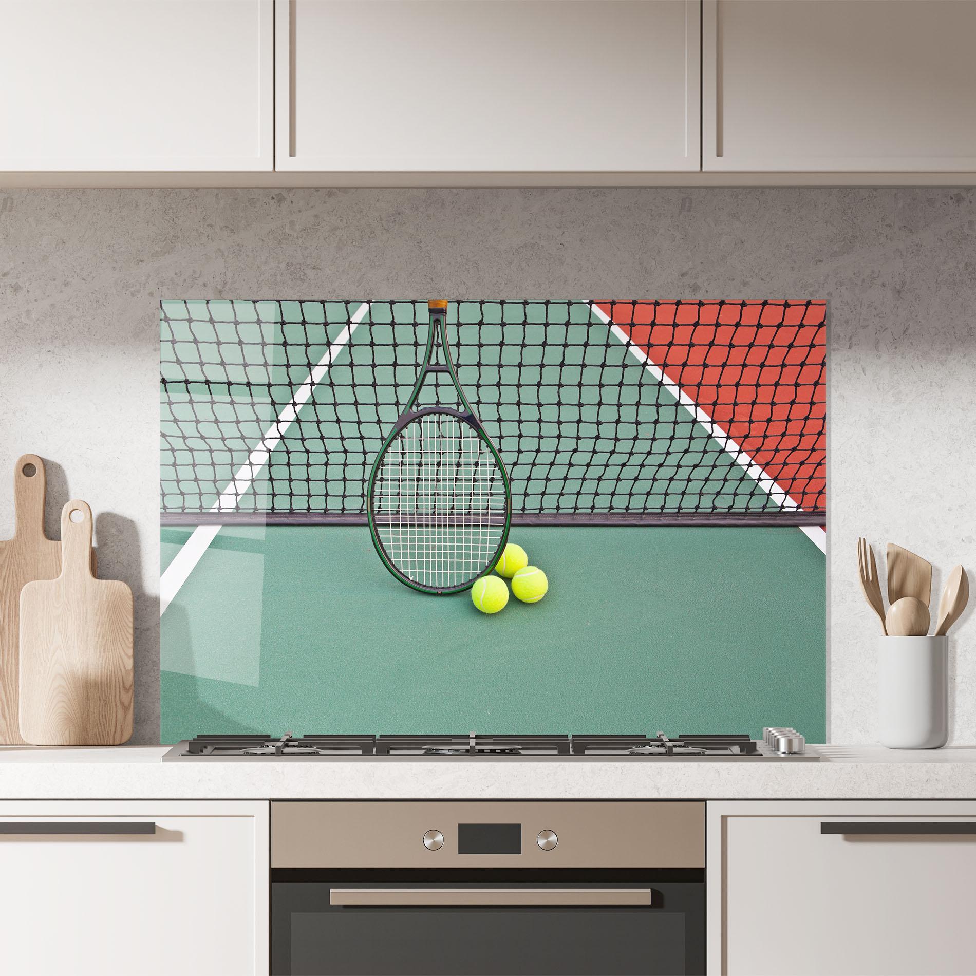 Konyhai üveg hátfal Tennis Field mockup 7