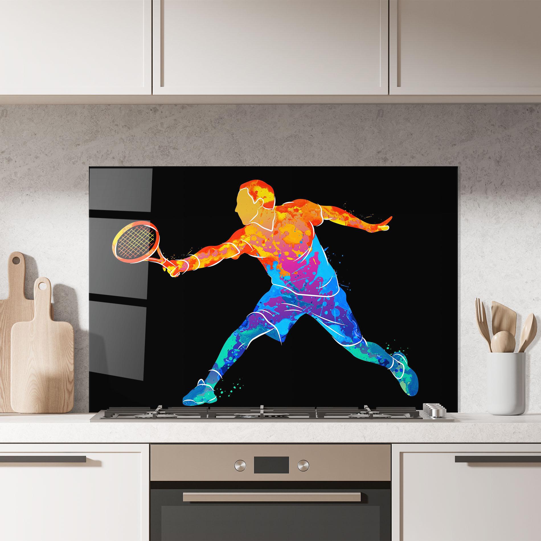 Konyhai üveg hátfal Tennis Orange Blue mockup 7