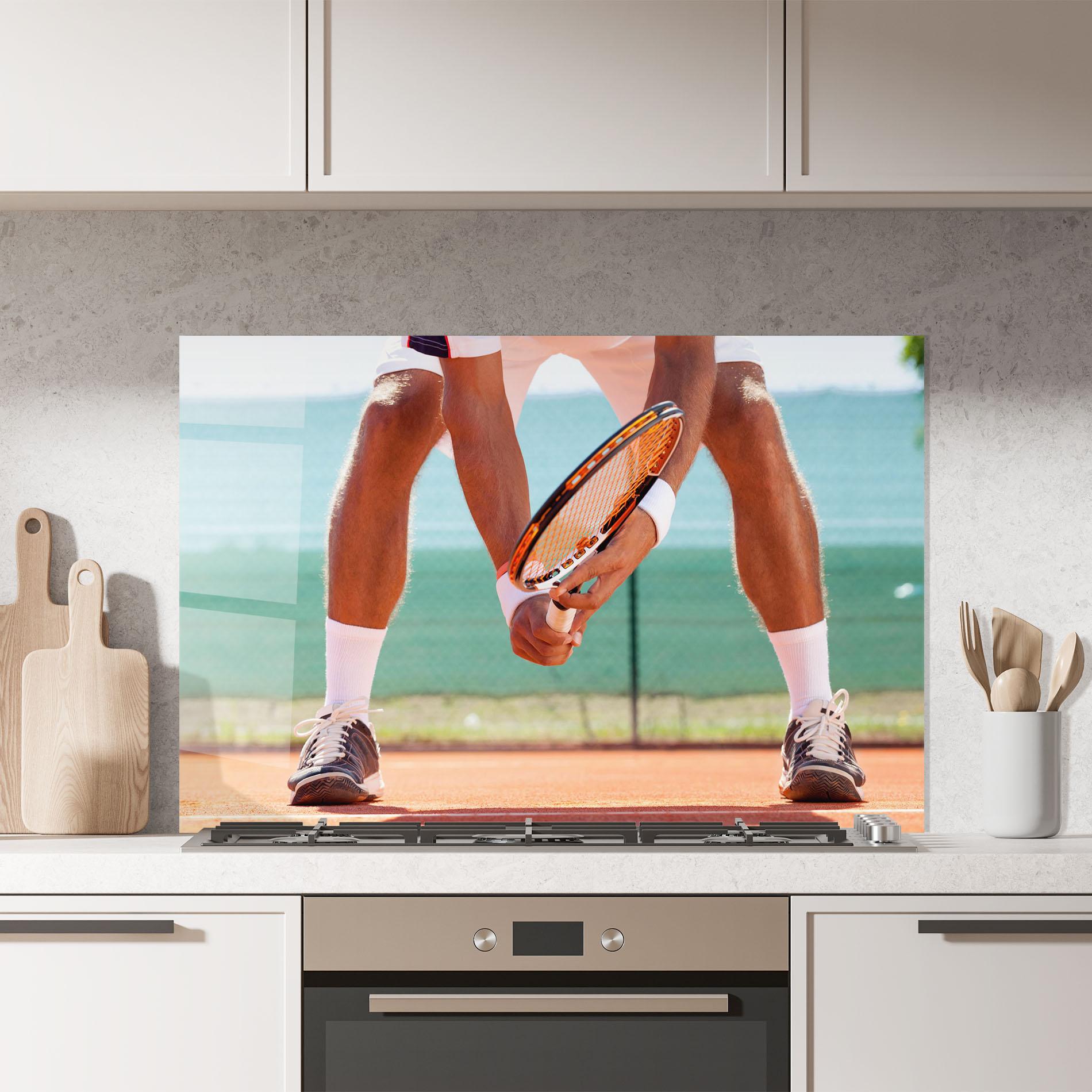 Konyhai üveg hátfal Tennis Player In Action mockup 7
