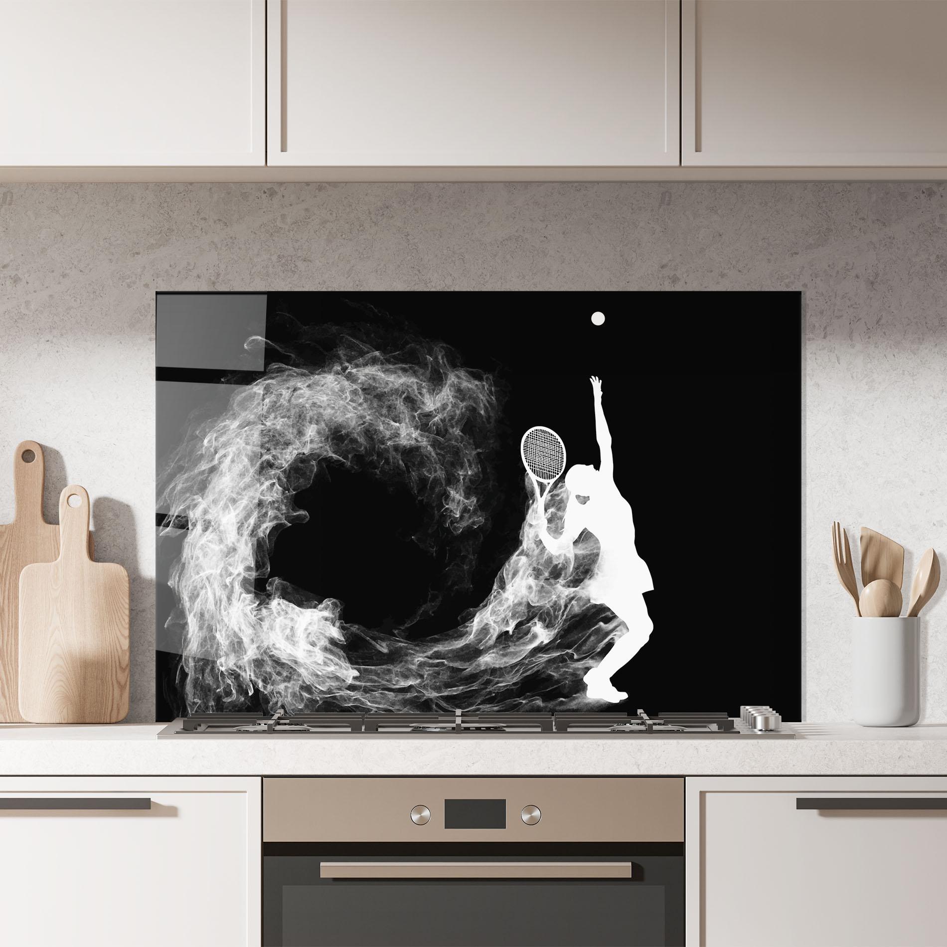 Konyhai üveg hátfal White Tennis Smoke mockup 7