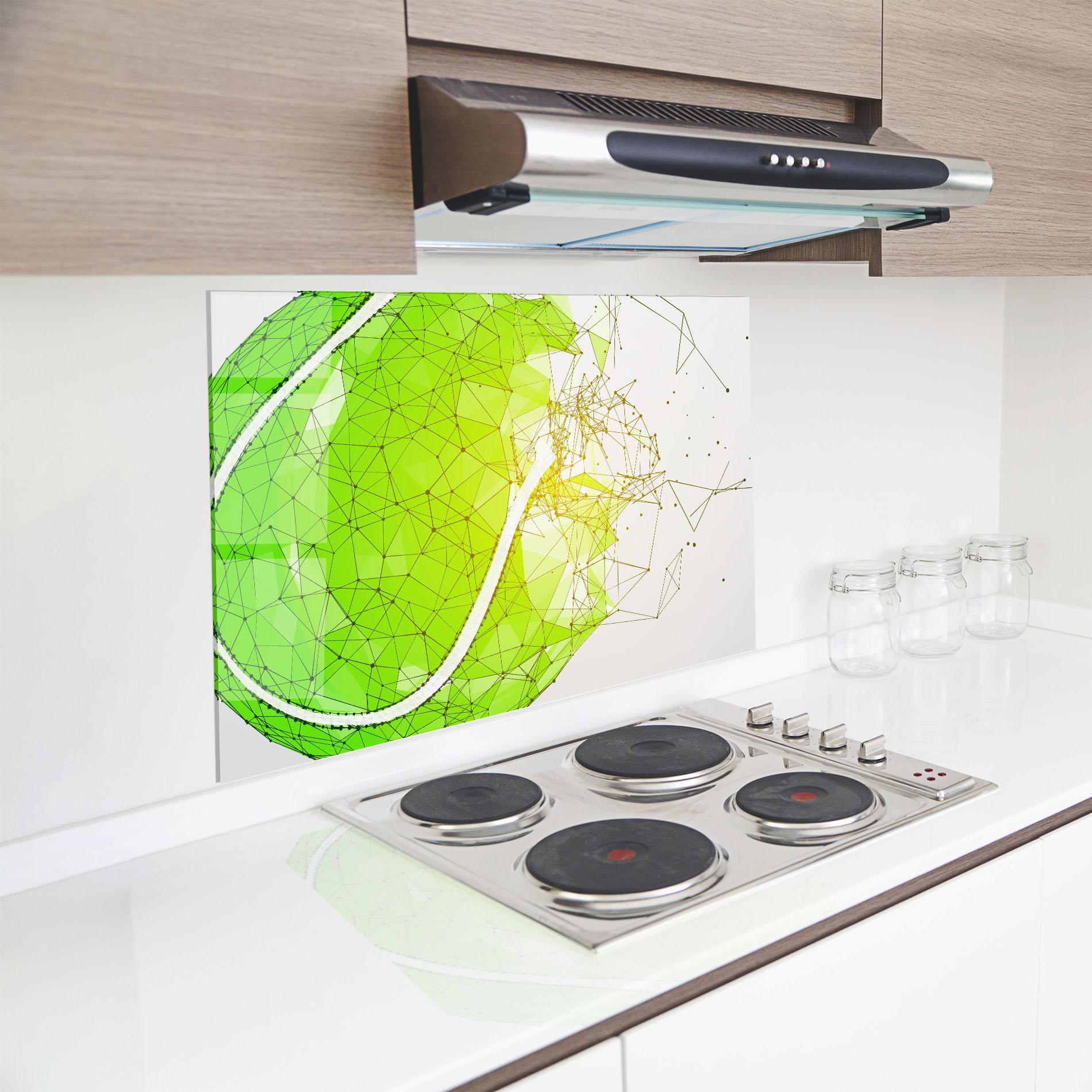 Konyhai üveg hátfal Green Line Tennis mockup 8