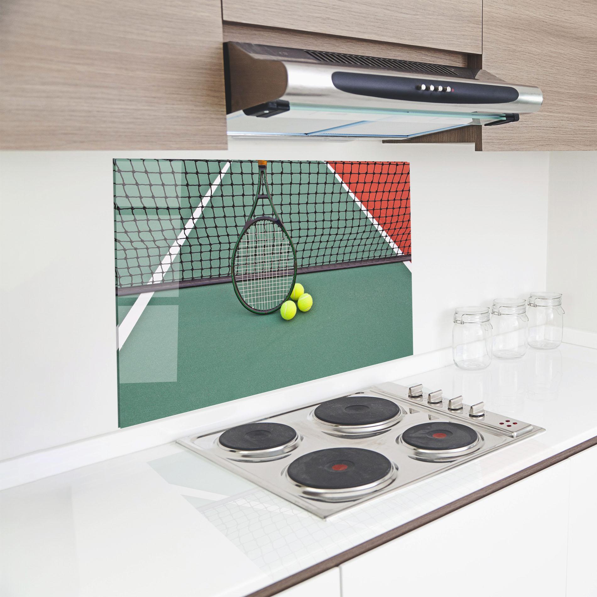 Konyhai üveg hátfal Tennis Field mockup 8