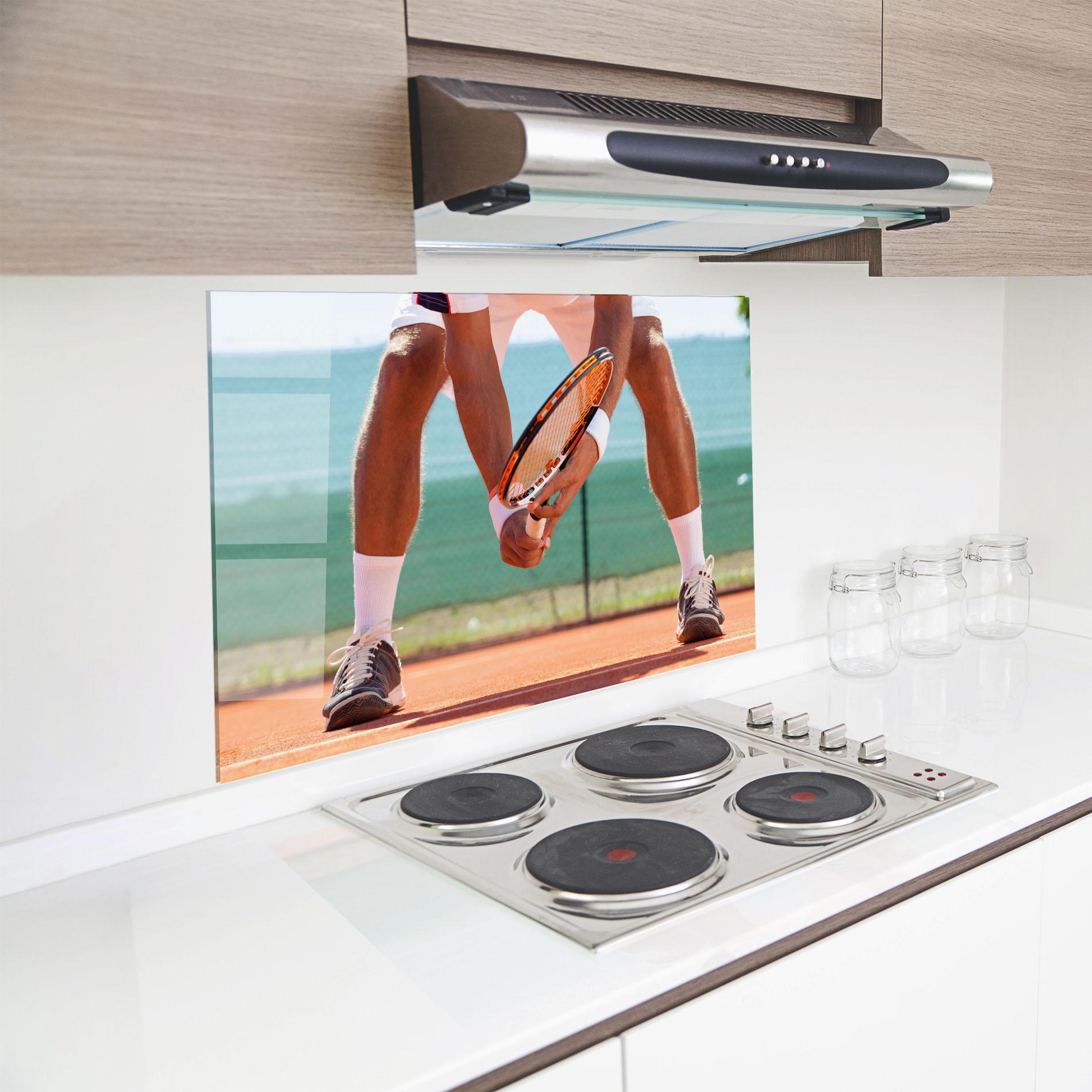 Konyhai üveg hátfal Tennis Player In Action mockup 8