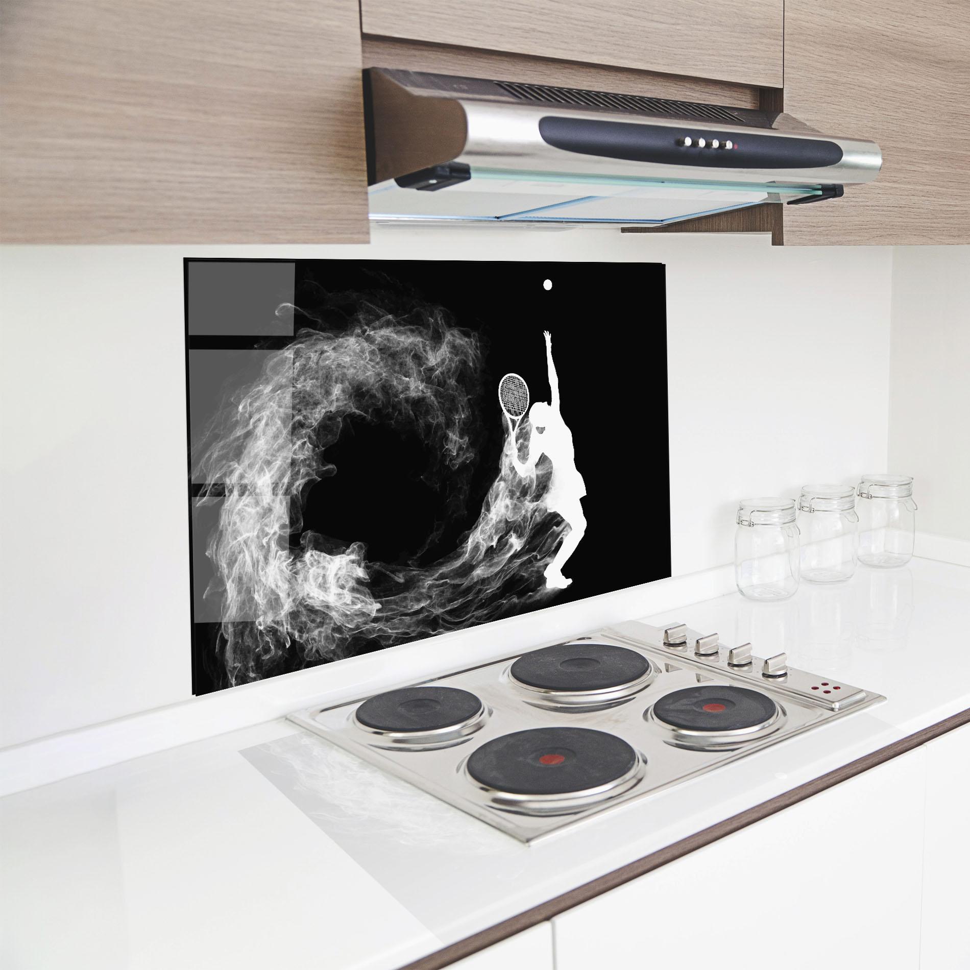 Konyhai üveg hátfal White Tennis Smoke mockup 8