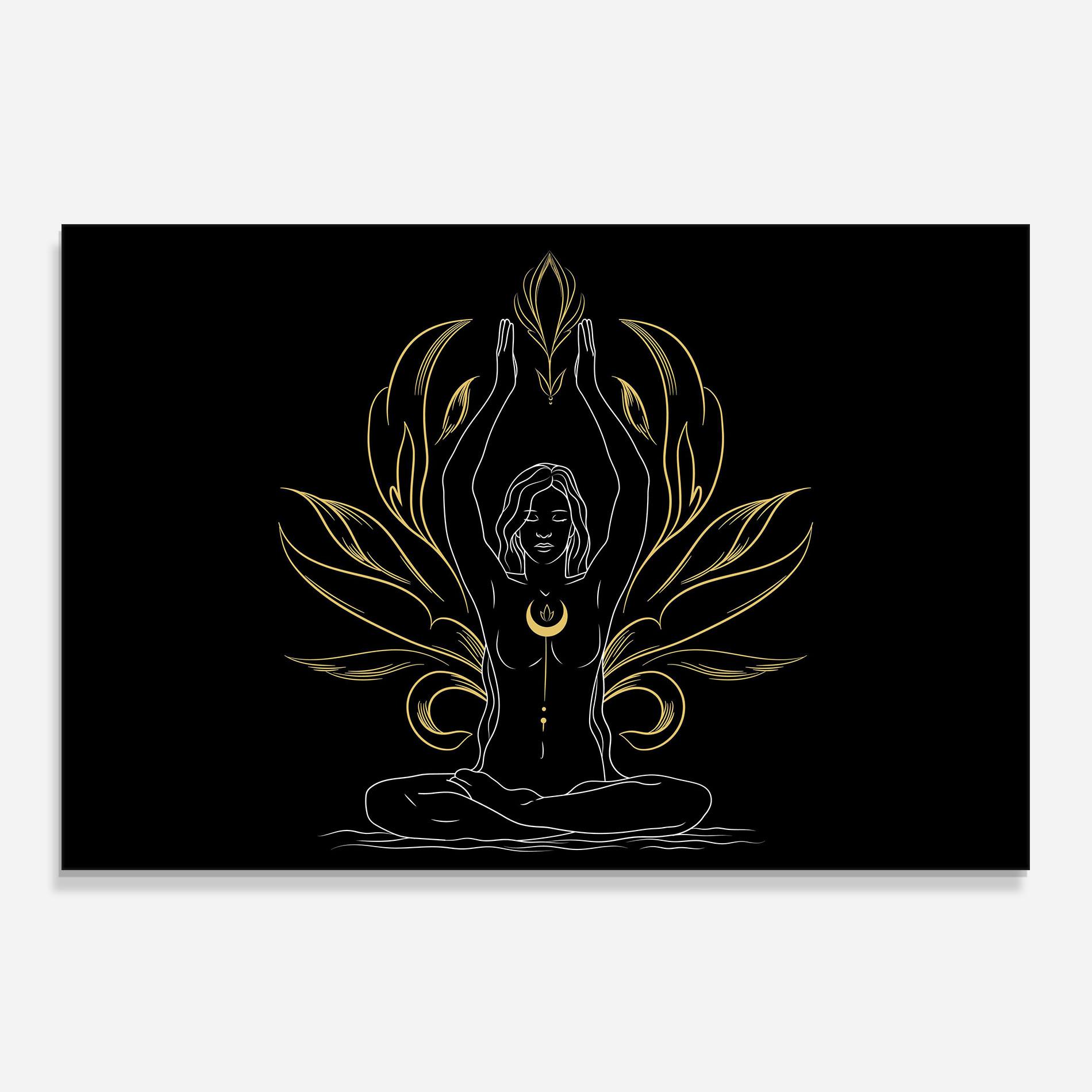 Konyhai üveg hátfal Gold Yoga Pose mockup 0
