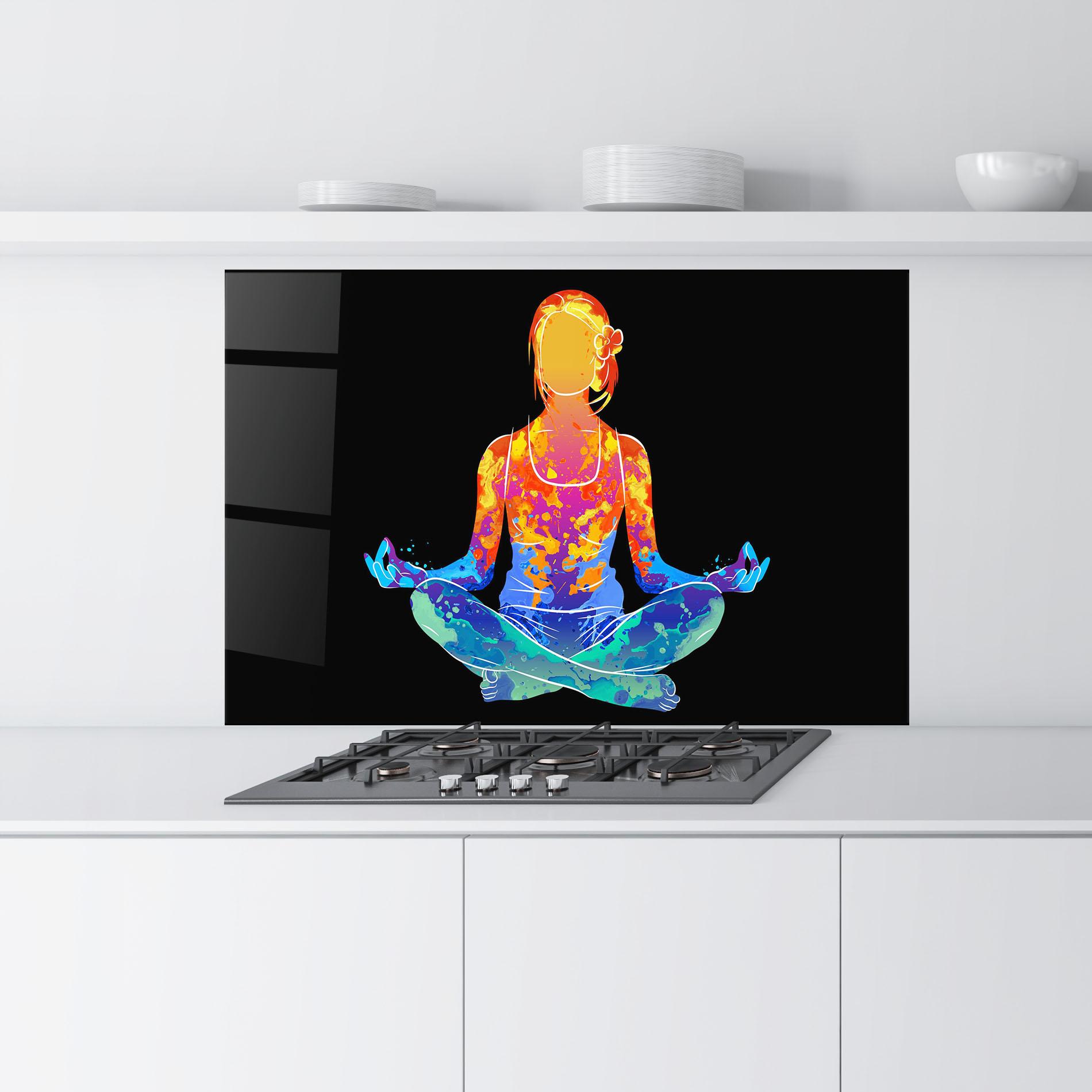 Konyhai üveg hátfal Colorful Meditation mockup 9