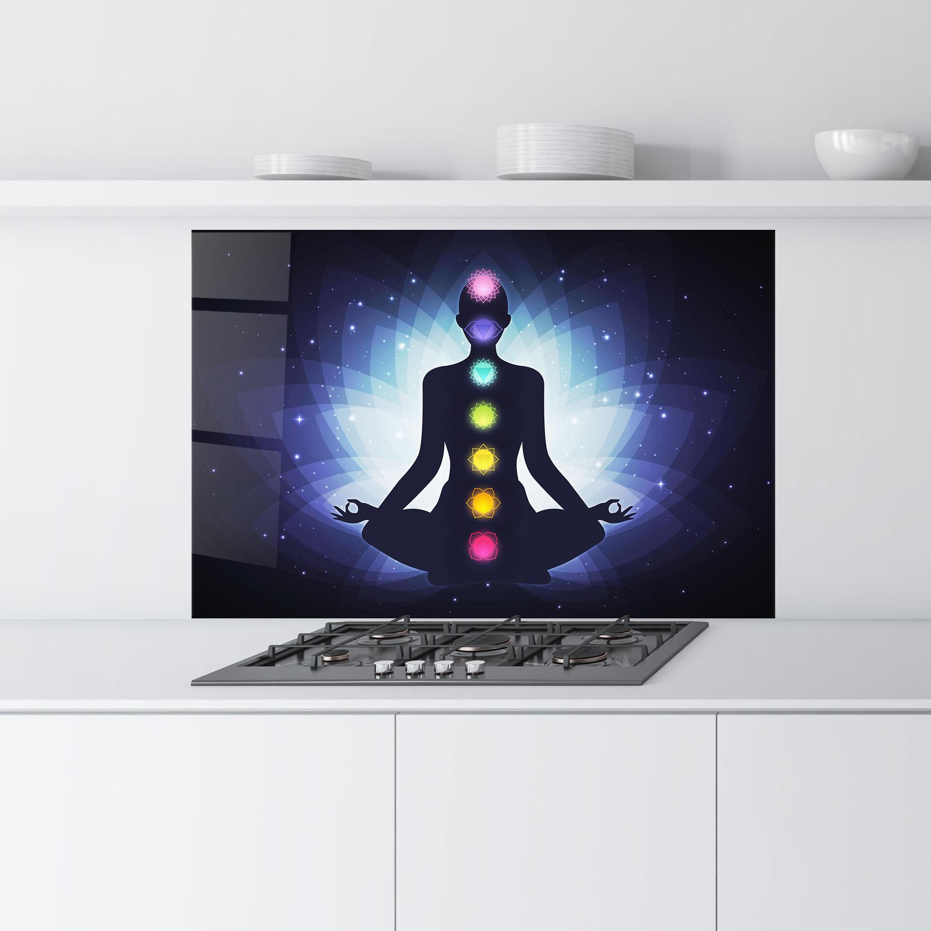 Konyhai üveg hátfal Flower Meditation mockup 9