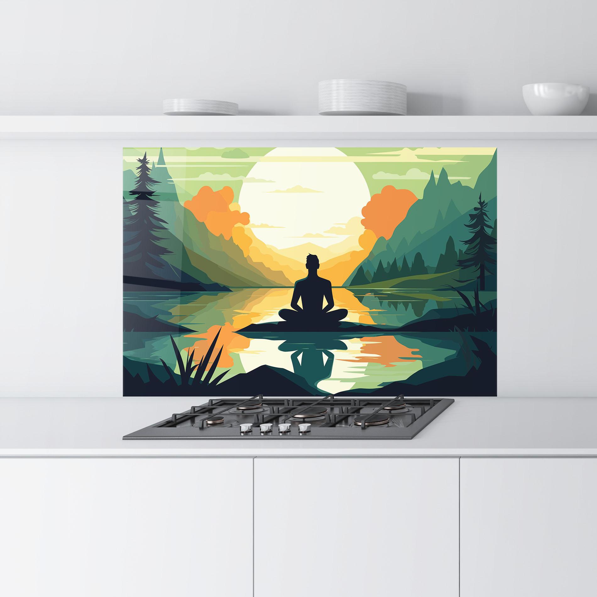 Konyhai üveg hátfal Forest Yoga mockup 9