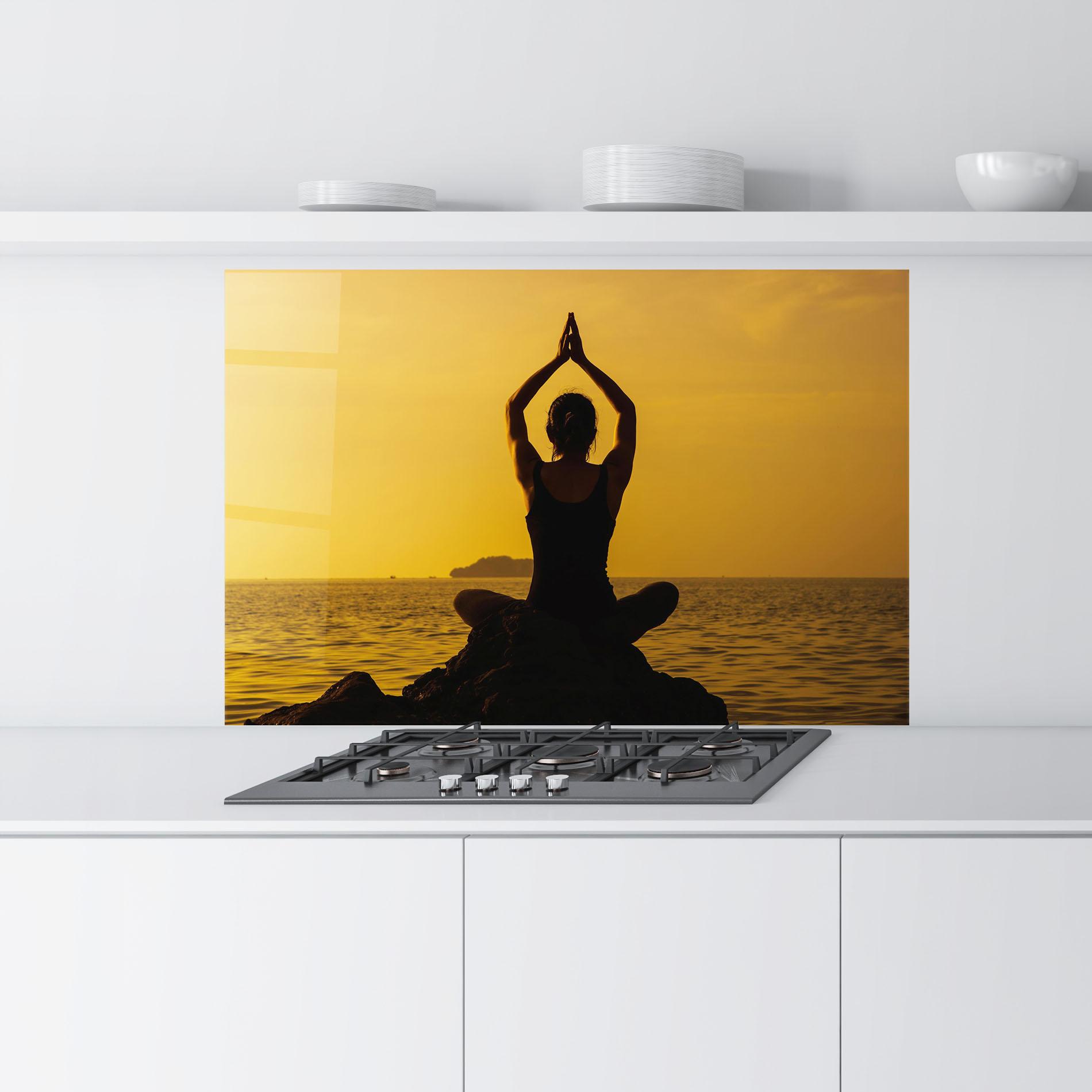 Konyhai üveg hátfal Meditation On Sunset mockup 9