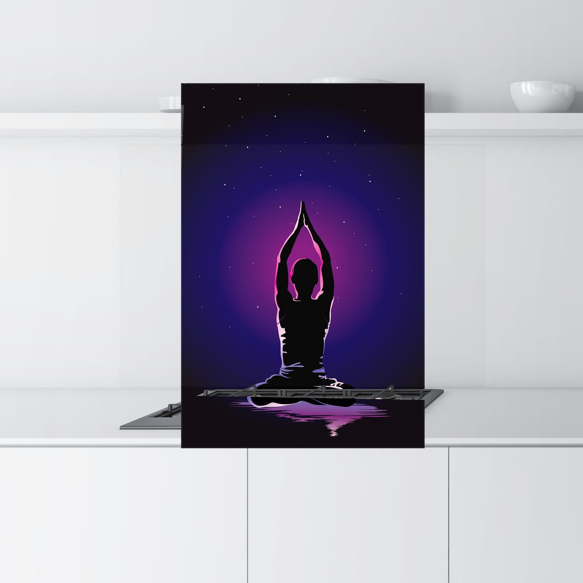 Konyhai üveg hátfal Pretty Sky Yoga mockup 9