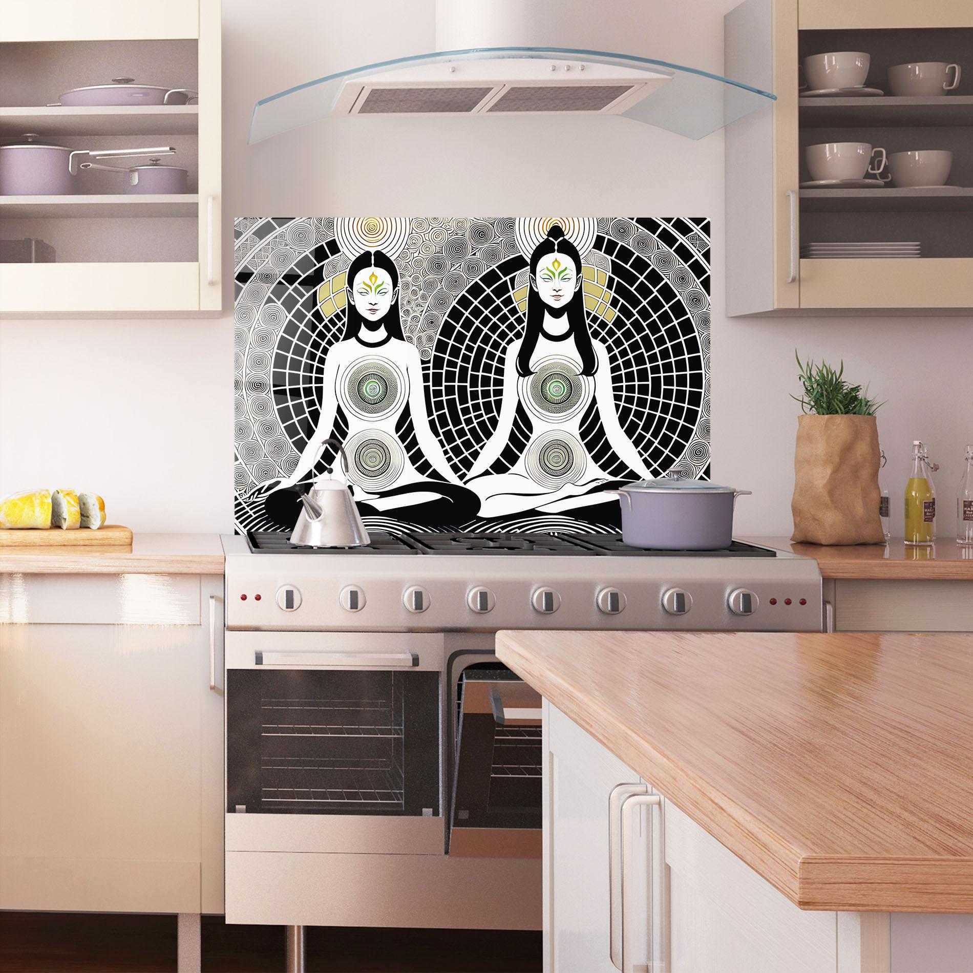 Konyhai üveg hátfal Clolorful Meditation mockup 1