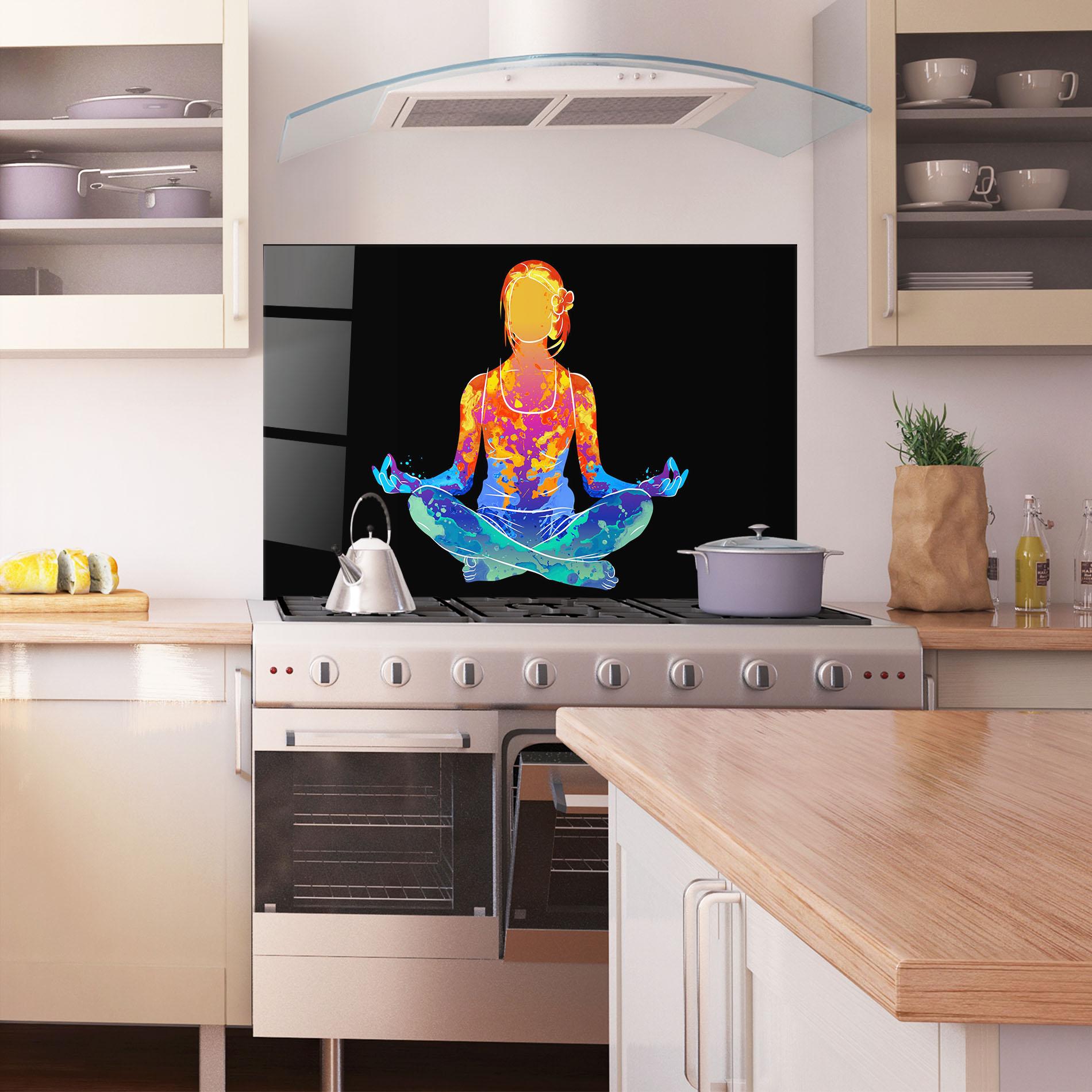 Konyhai üveg hátfal Colorful Meditation mockup 1
