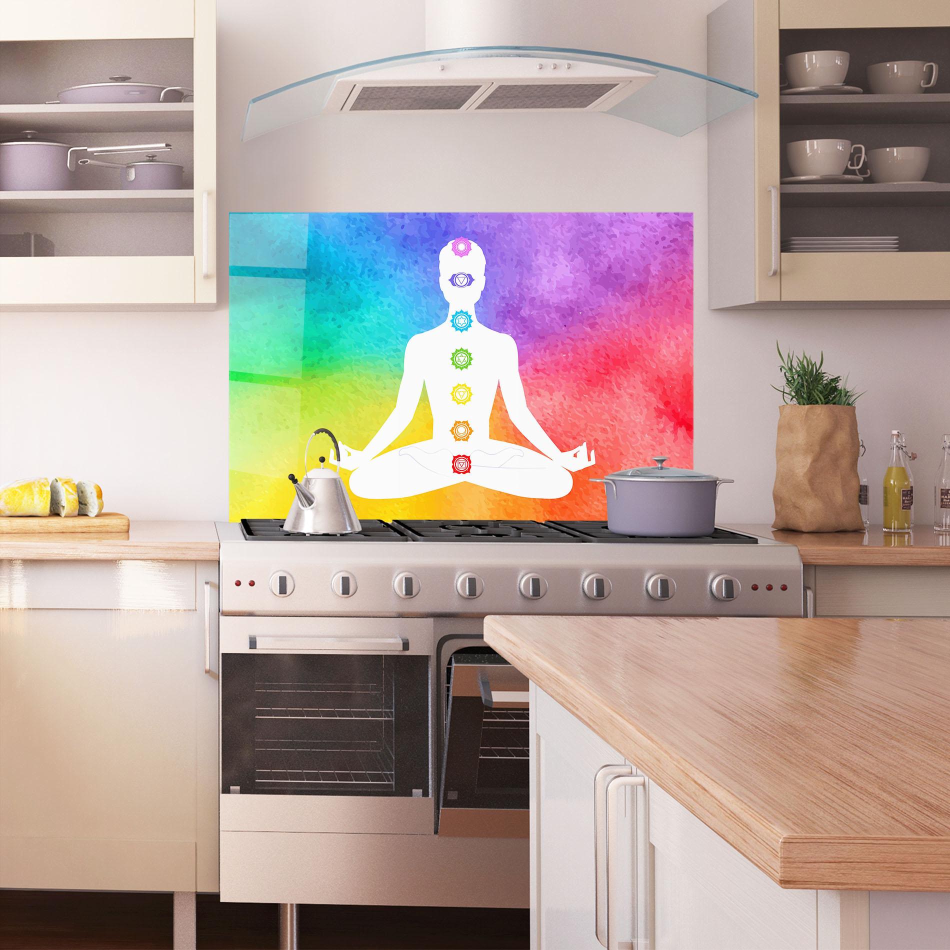 Konyhai üveg hátfal Colorful Yoga Pose mockup 1