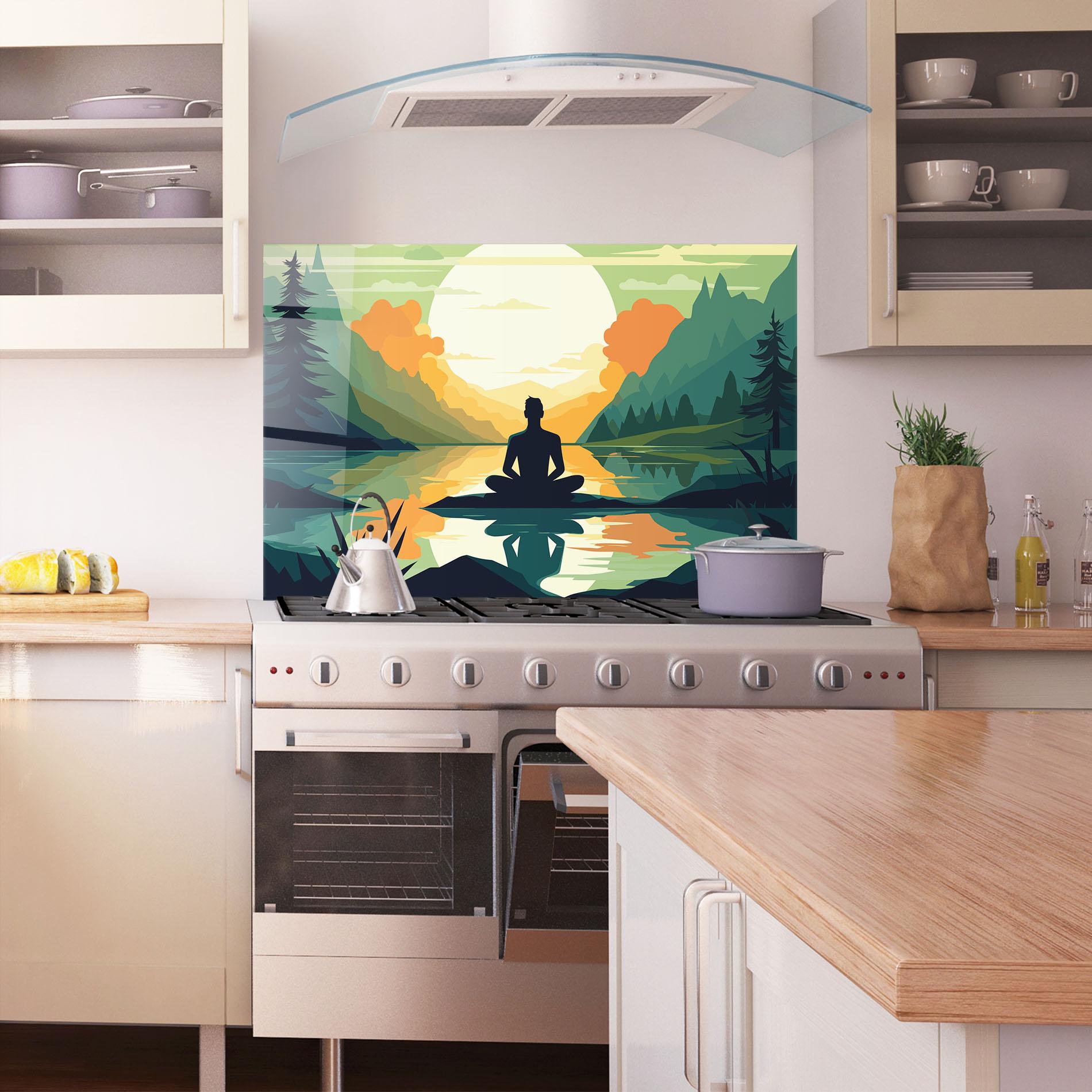 Konyhai üveg hátfal Forest Yoga mockup 1