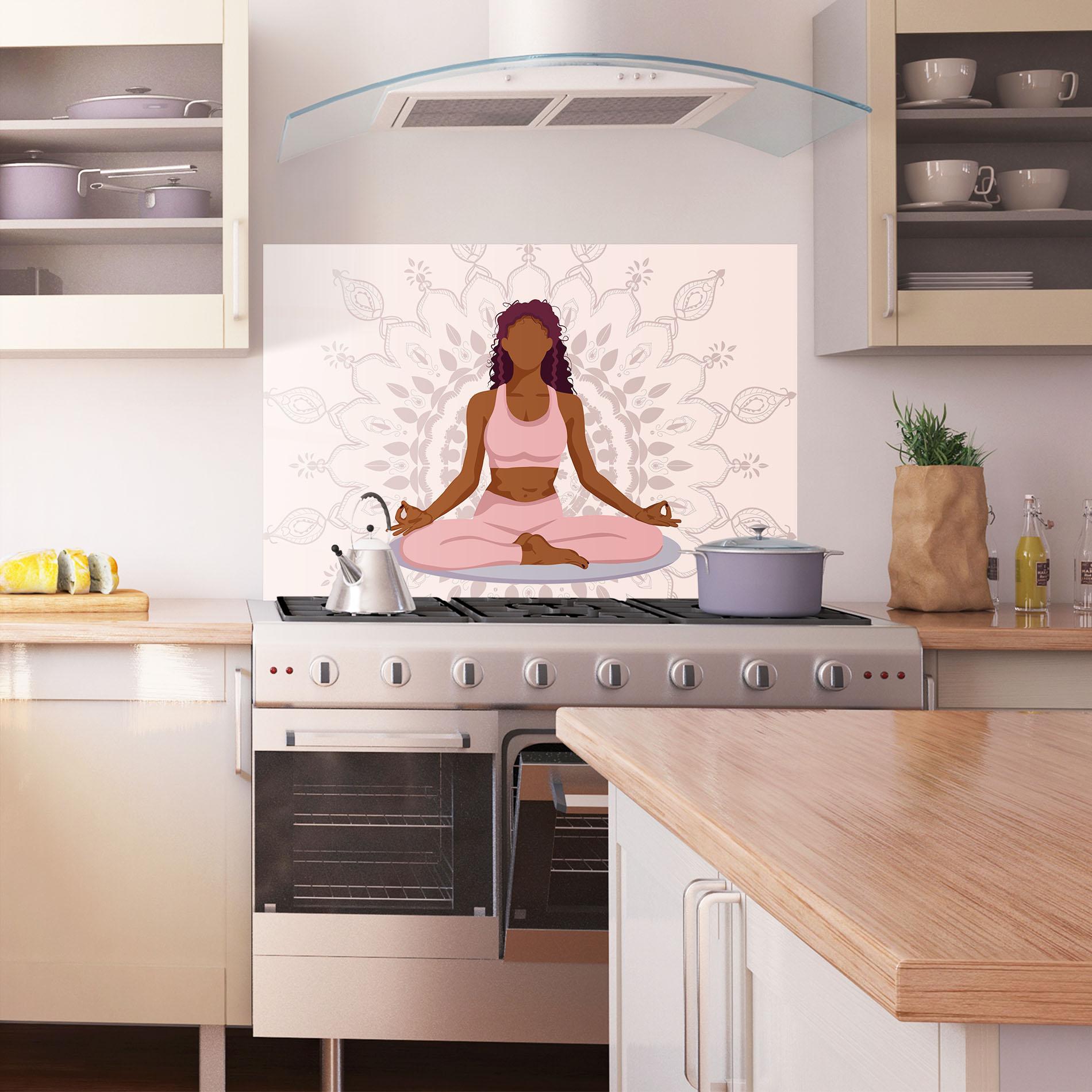 Konyhai üveg hátfal Lotus Position mockup 1