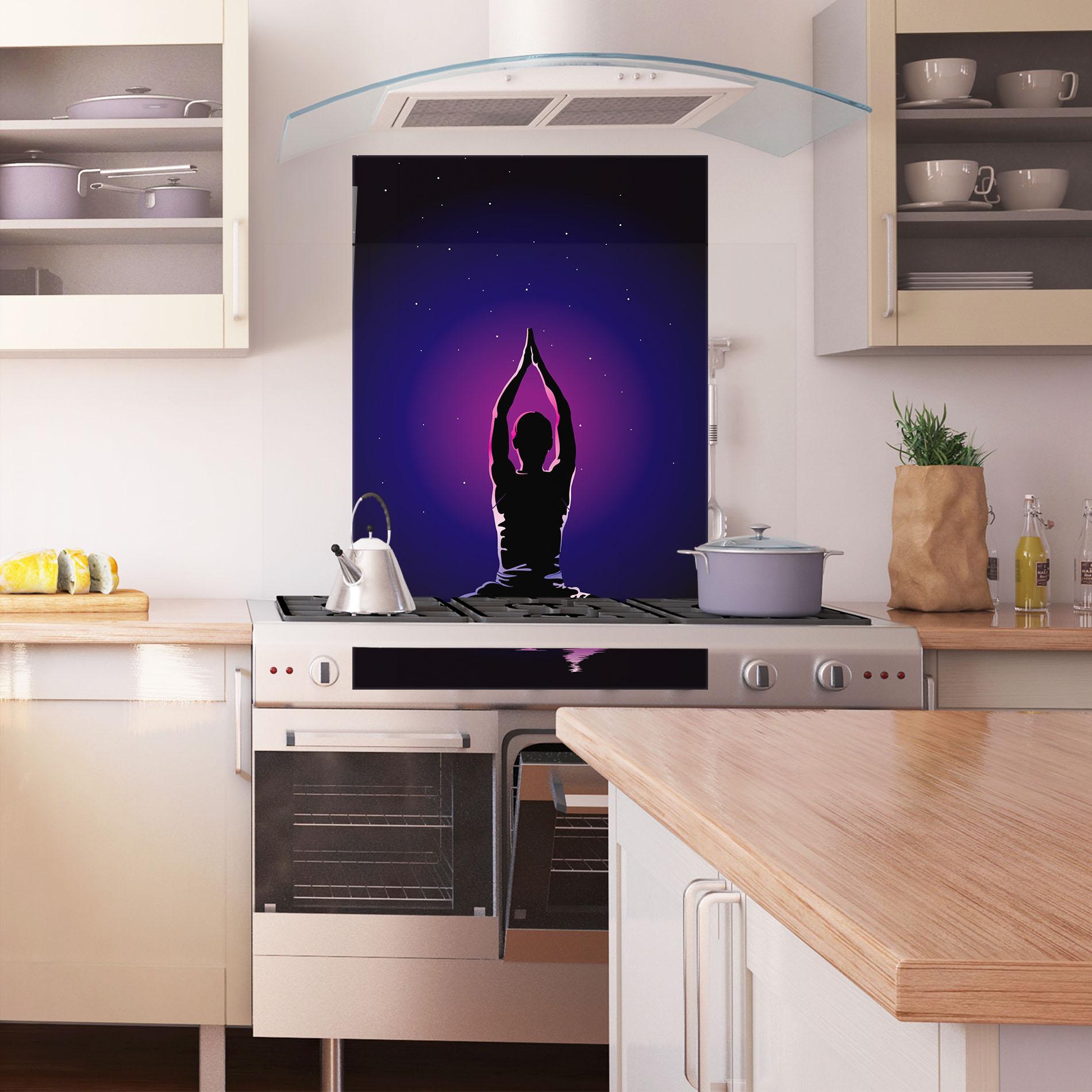 Konyhai üveg hátfal Pretty Sky Yoga mockup 1