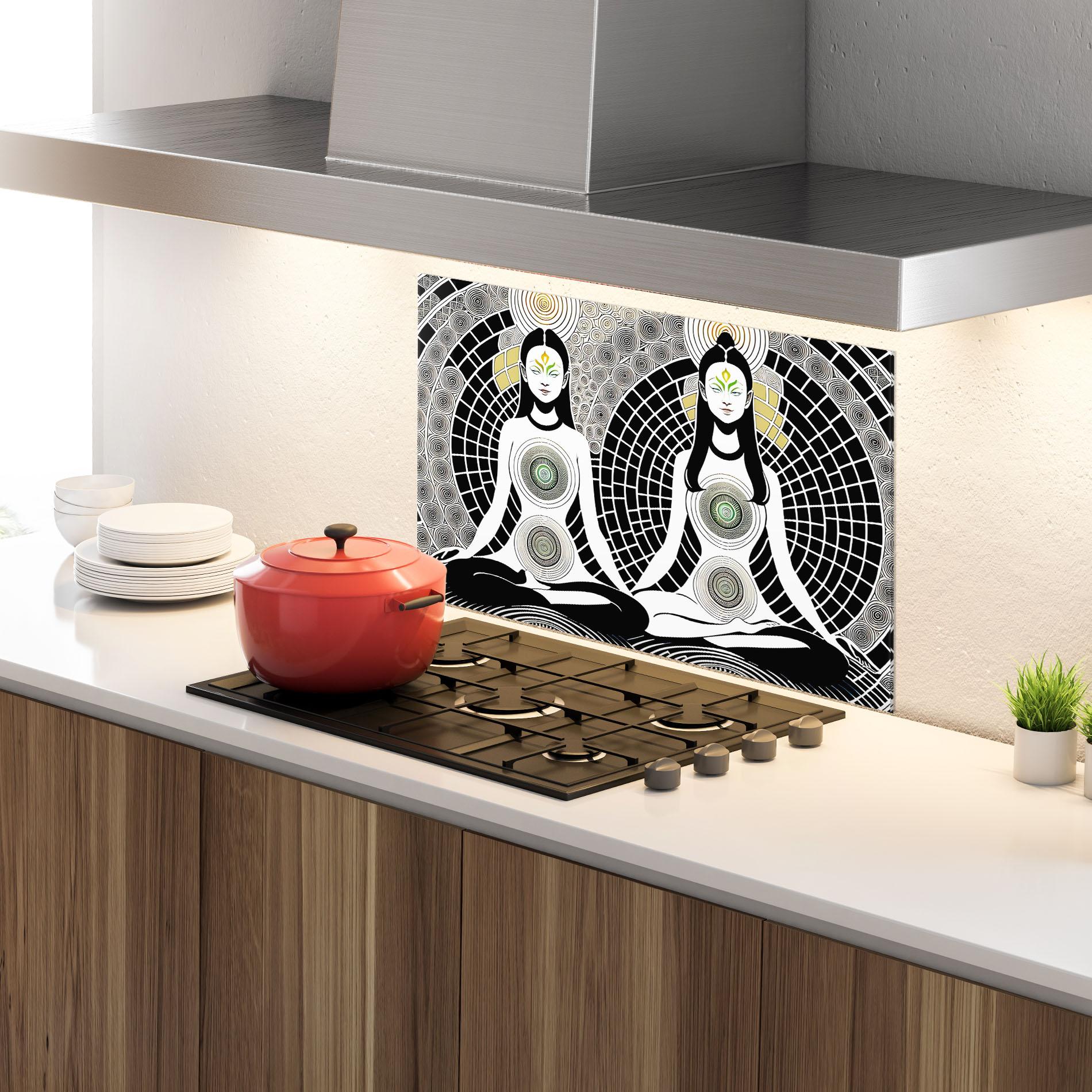 Konyhai üveg hátfal Clolorful Meditation mockup 4