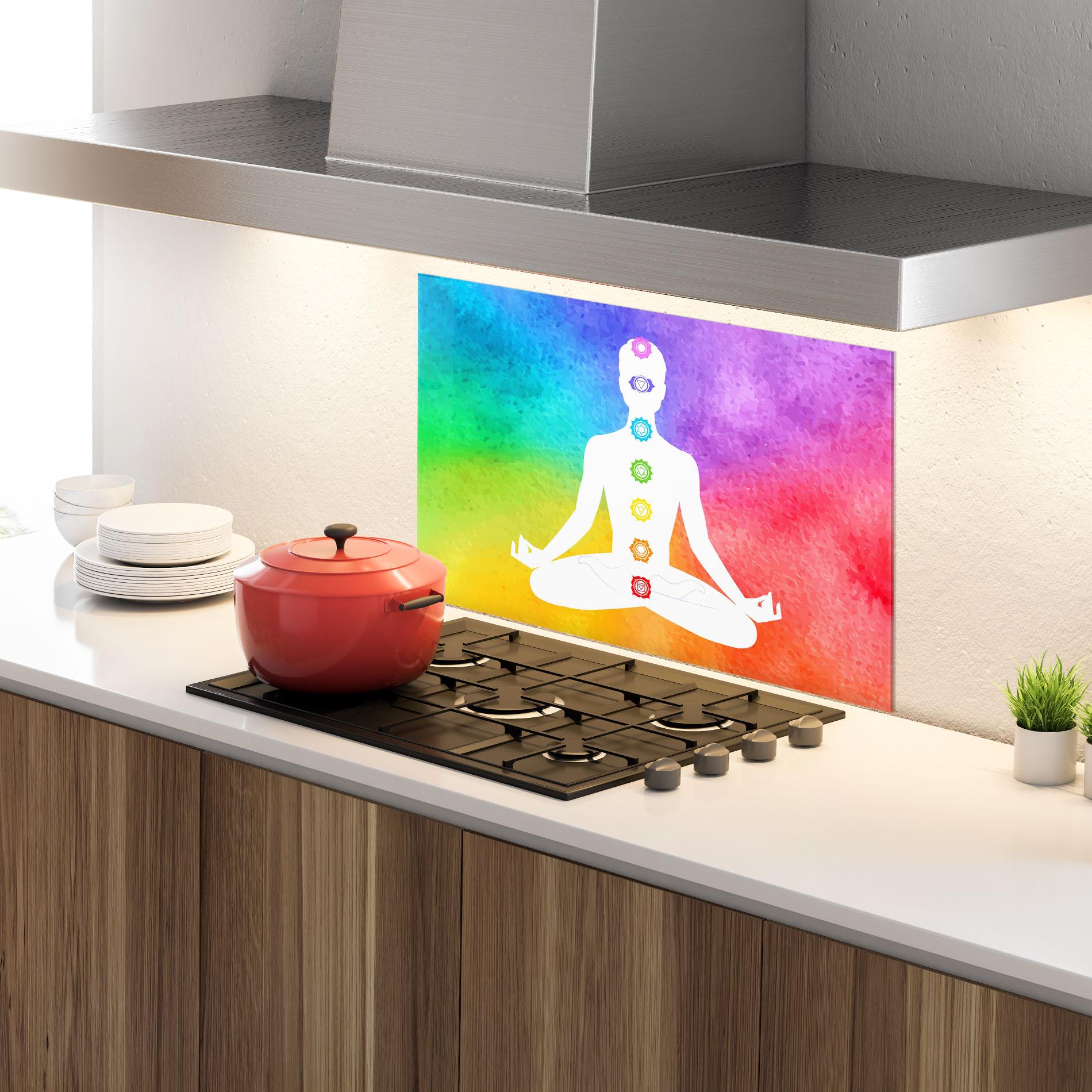 Konyhai üveg hátfal Colorful Yoga Pose mockup 4