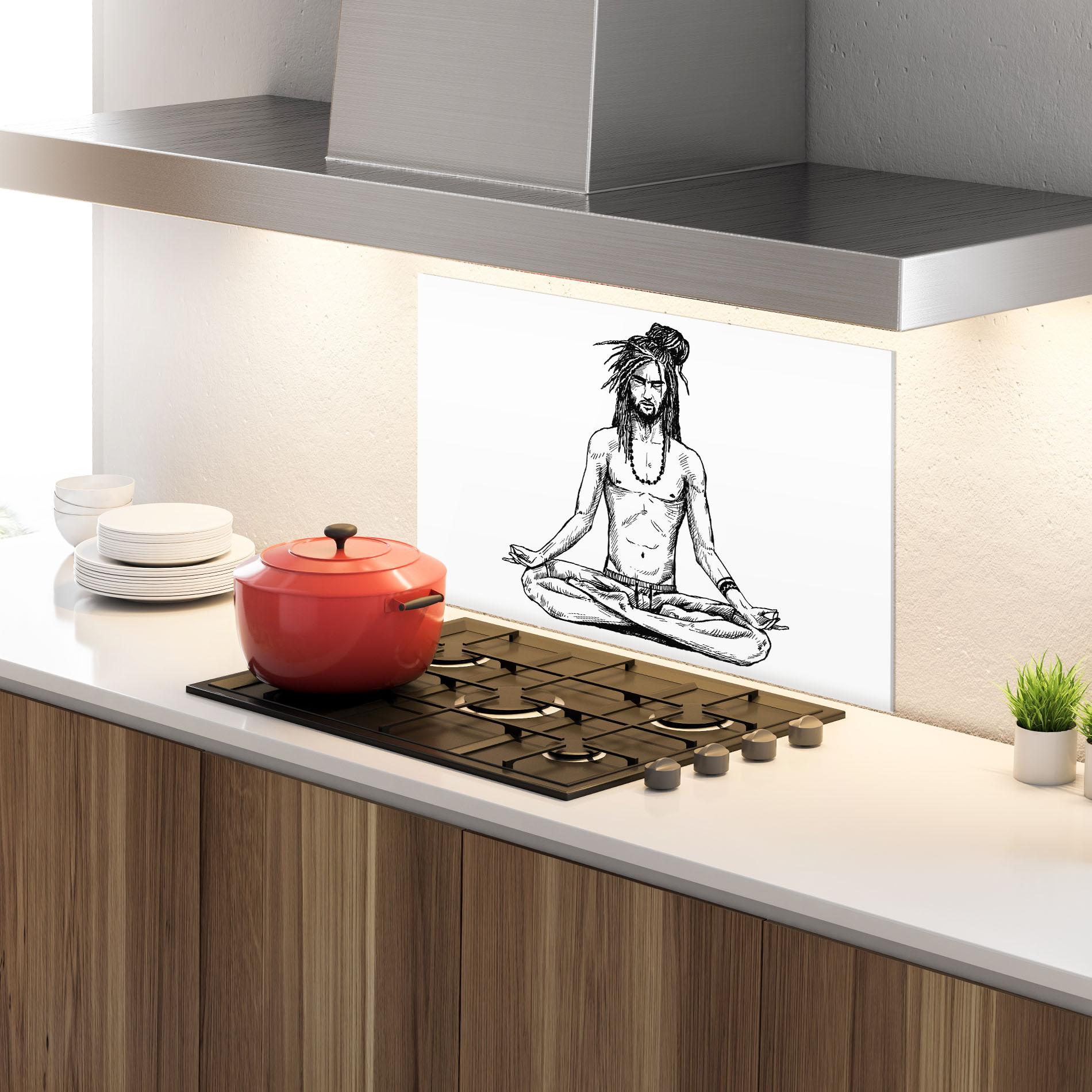 Konyhai üveg hátfal Focused Meditation mockup 4