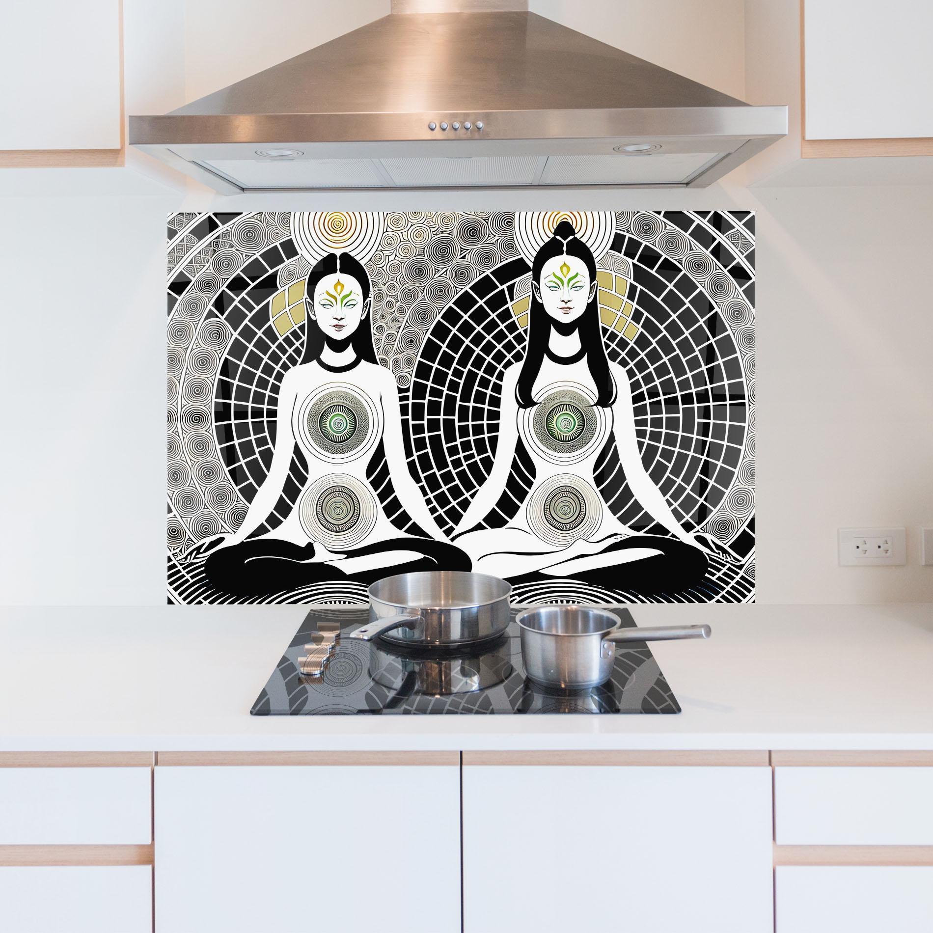 Konyhai üveg hátfal Clolorful Meditation mockup 5