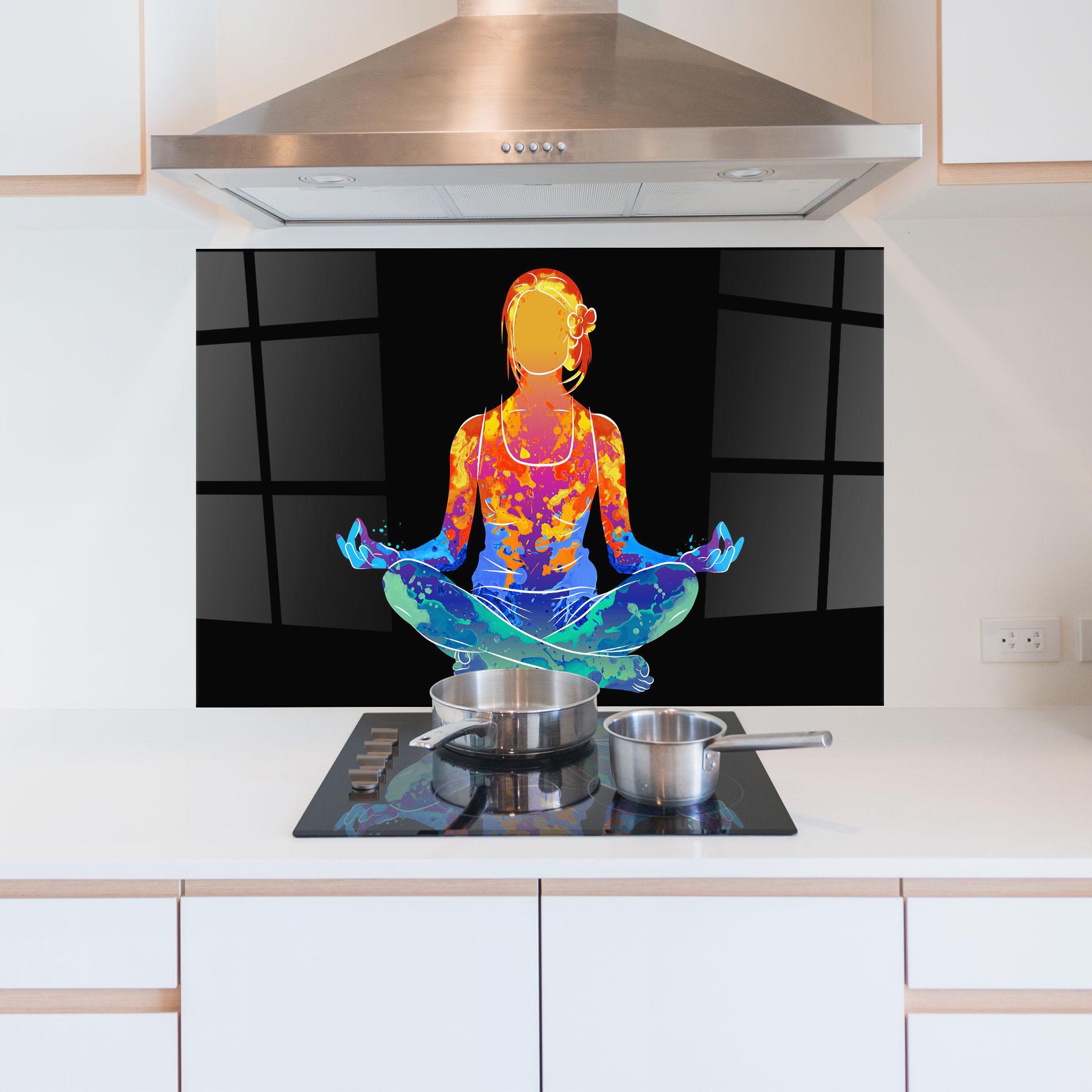 Konyhai üveg hátfal Colorful Meditation mockup 5